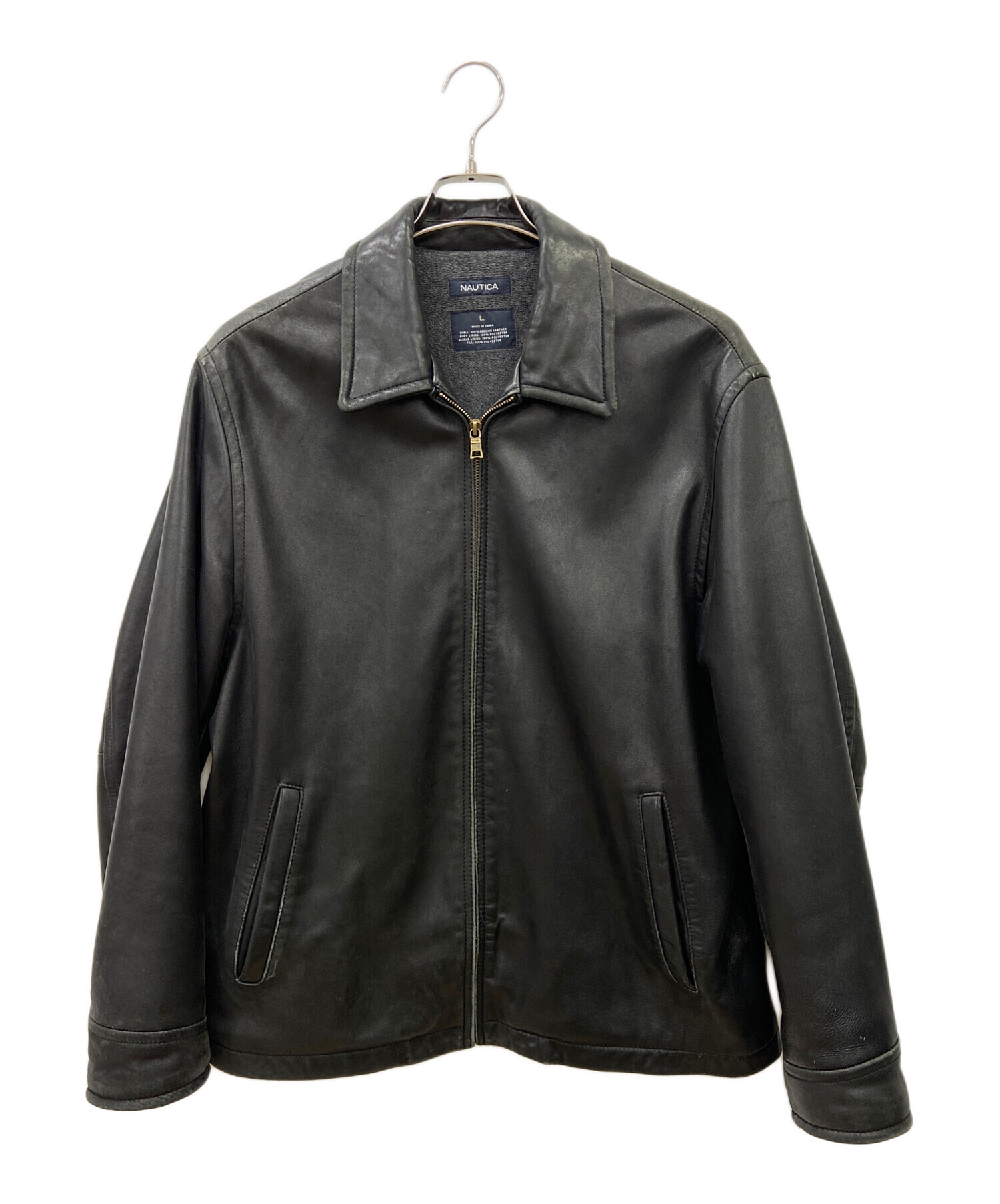 中古・古着通販】NAUTICA (ノーティカ) レザースイングトップ ブラック