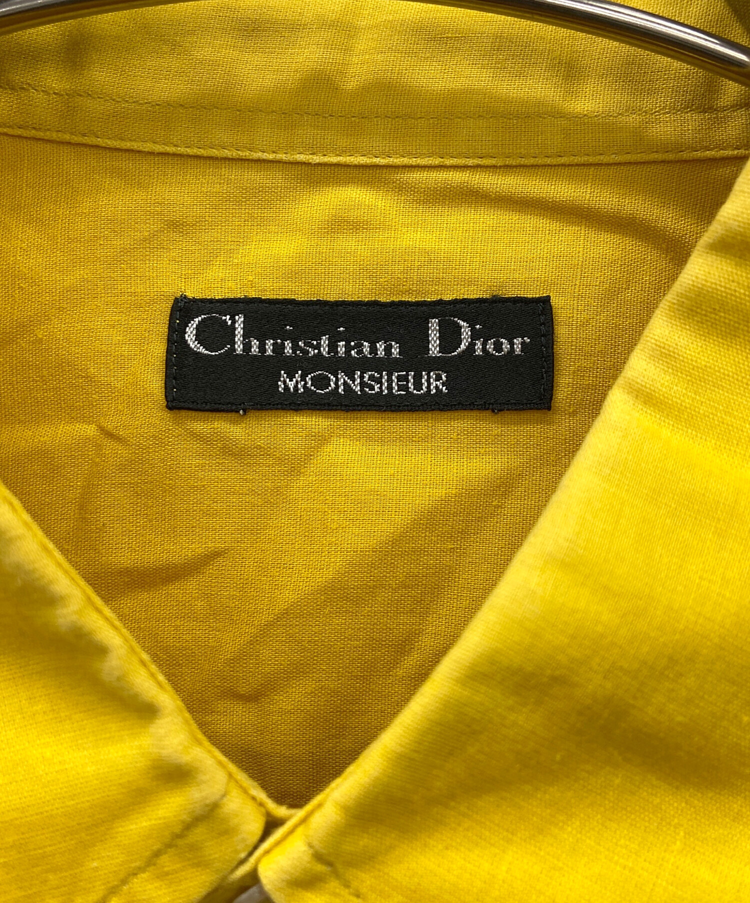 Christian Dior クリスチャン ディオール 半袖 シャツ L 90年代 Christian Dior クリスチャン ディオール ロゴ刺繍 リネン