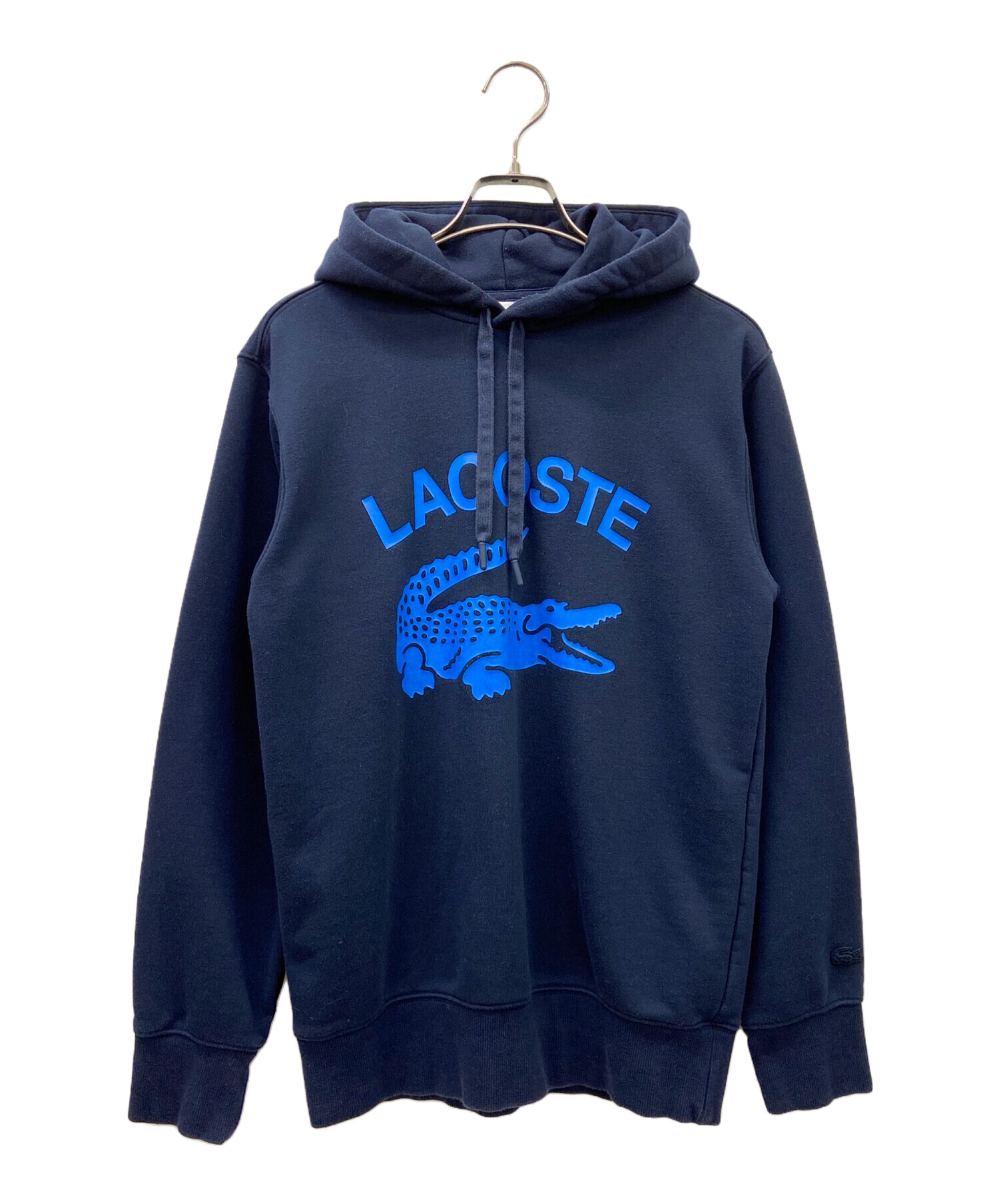 LACOSTE 刺繍ロゴ ネイビーパーカーLサイズ 中古・古着通販】LACOSTE (ラコステ) プルオーバーパーカー ネイビー