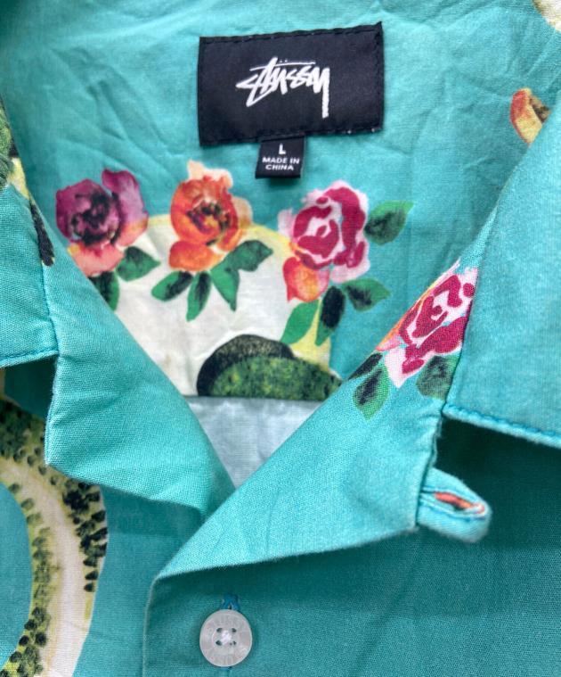 中古・古着通販】stussy (ステューシー) 半袖シャツ グリーン×ホワイト