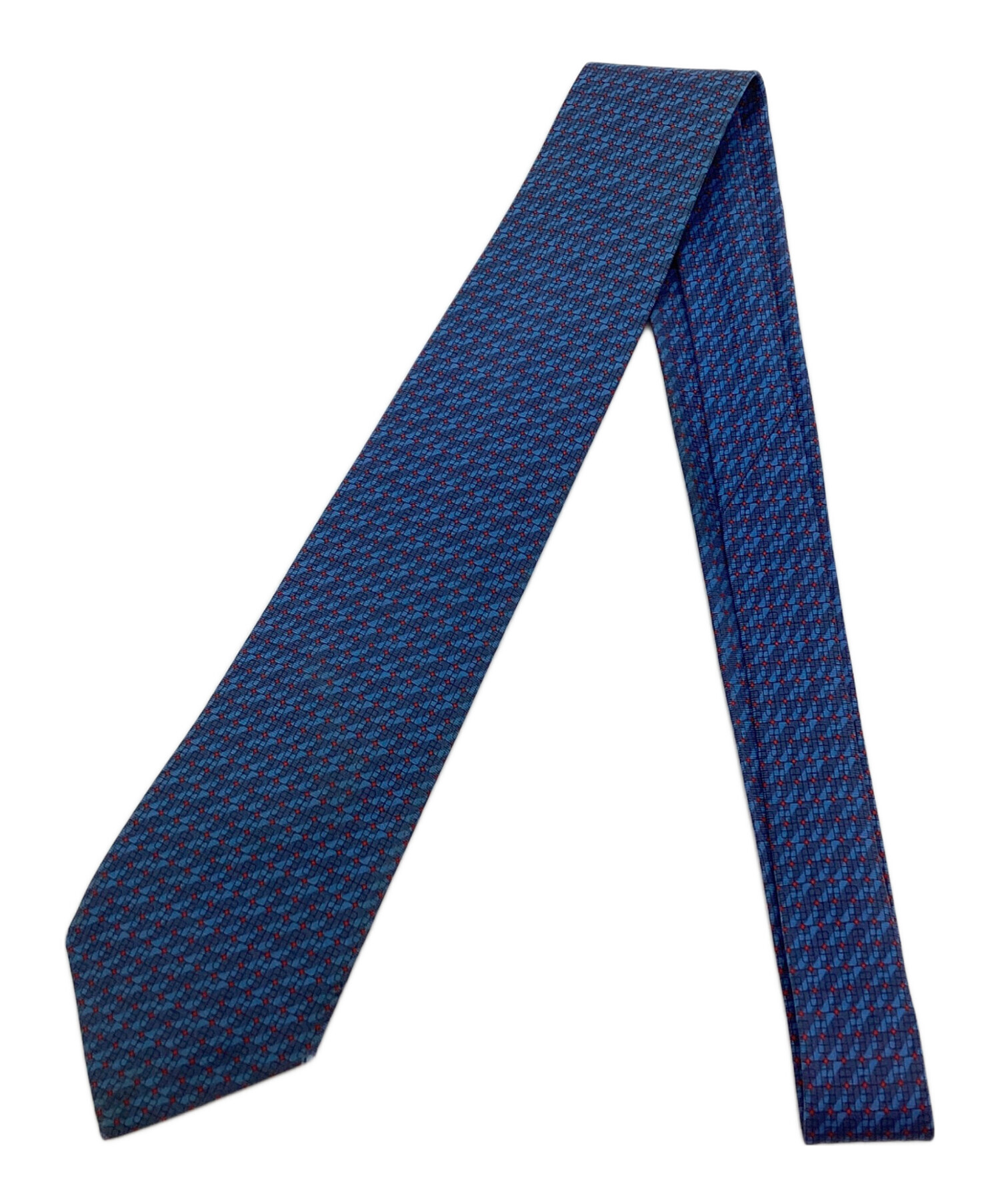 中古・古着通販】HERMES (エルメス) 総柄シルク100％ネクタイ ネイビー 