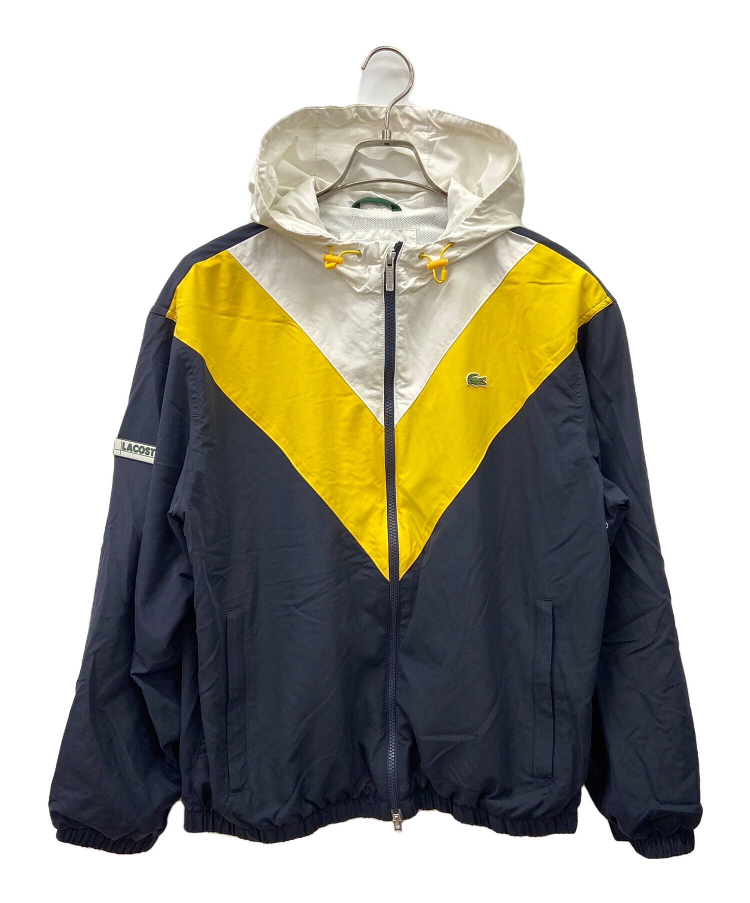 Lacoste ダウンジャケット イエロー/ネイビー 中古・古着通販】LACOSTE (ラコステ) ジップパーカー イエロー