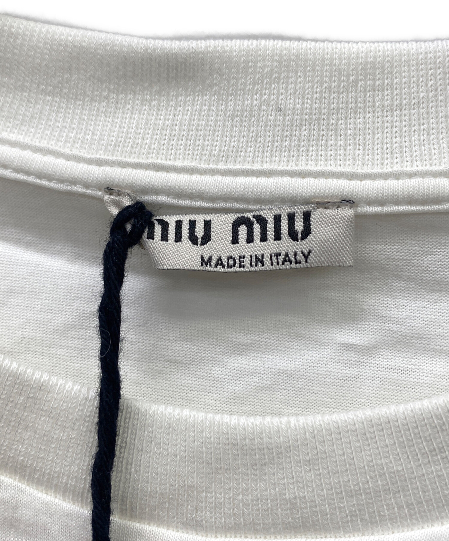 ミュウミュウ 半袖カットソー サイズM - ☆韓国の人気☆【MIU MIU】☆ロゴ クロップ 半袖 Tシャツ☆ (MiuMiu/T