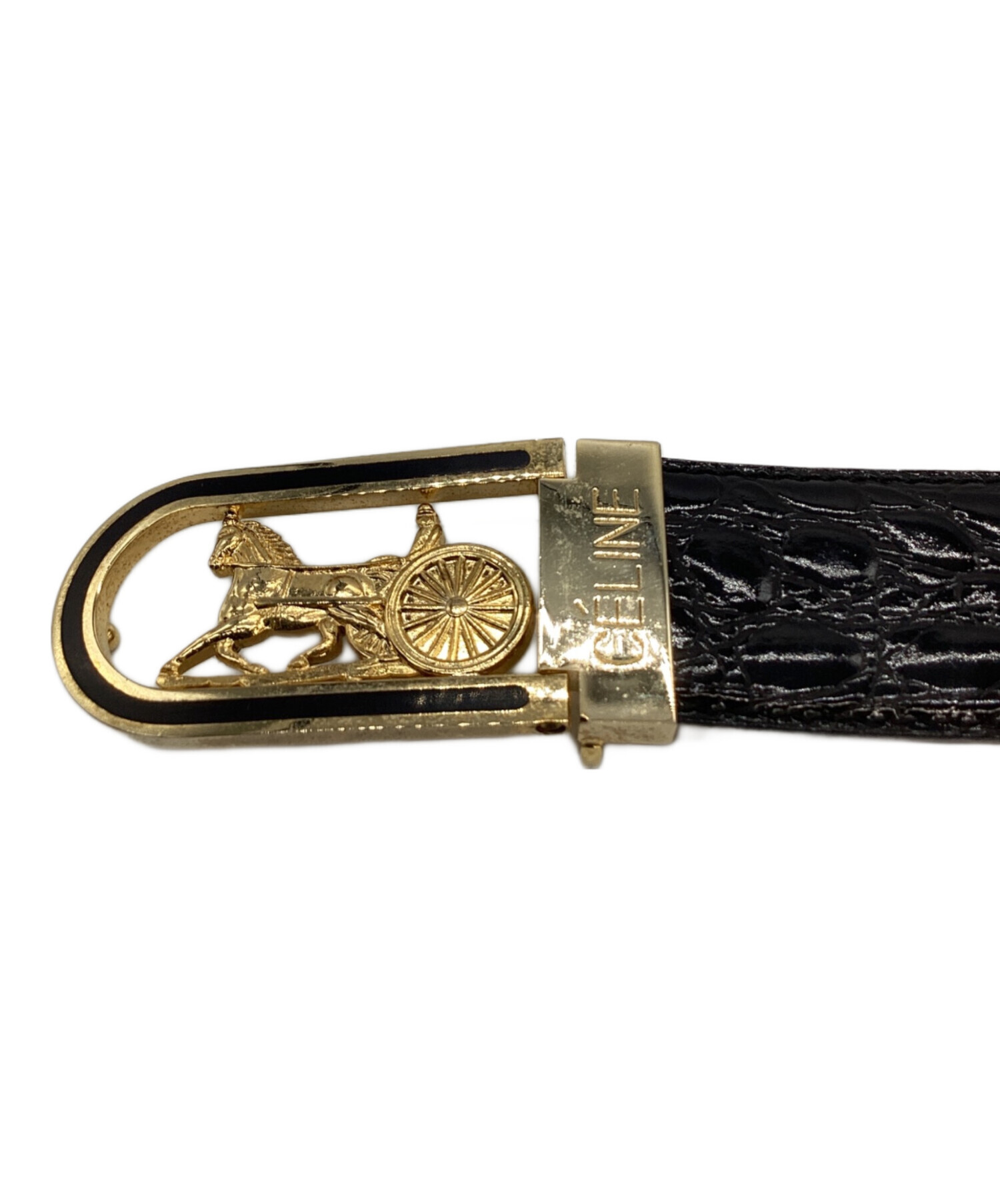 中古・古着通販】CELINE (セリーヌ) CELINE 馬車金具ベルト ブラック