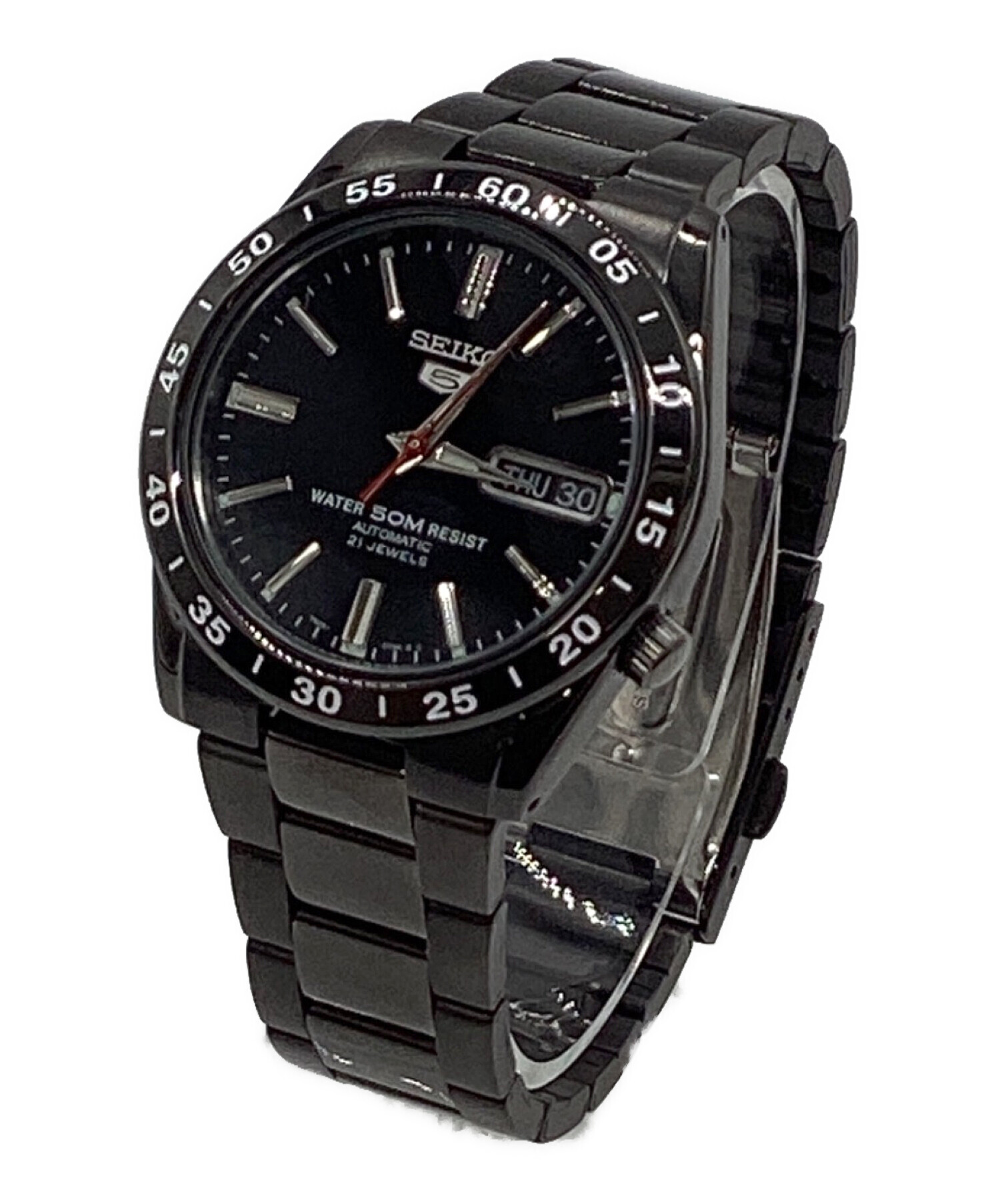 SEIKO 5 文字盤　ブラック 中古・古着通販】SEIKO (セイコー) SEIKO5 腕時計 ブラック｜ブランド