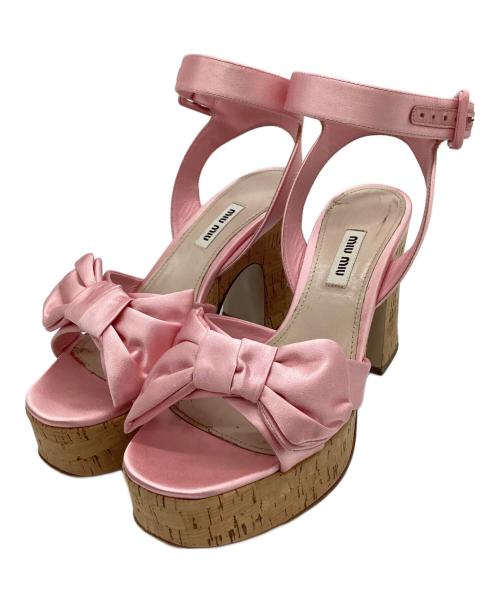 miumiu 90s サンダル ミュール 37 1/2 イタリア製 ヴィンテージ 中古・古着通販】MIU MIU (ミュウミュウ) MIU MIU satin and cork