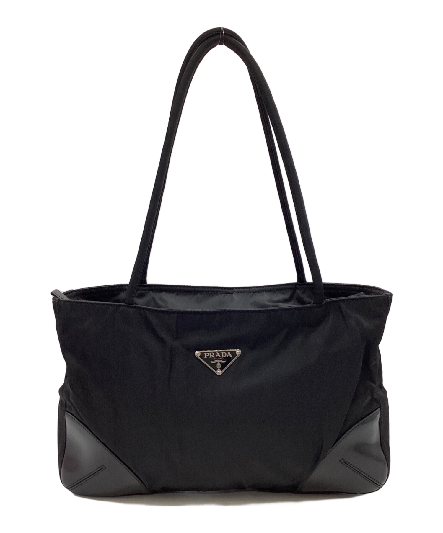 PRADA プラダ ナイロン ハンドバッグ ブラック SV金具 ヴィンテージ 三角ロゴ金具ナイロンミニハンドバッグ ブラック ヴィンテージ|プラダ