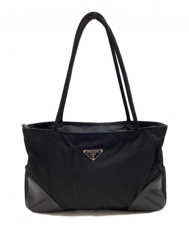 PRADA プラダ ナイロン ハンドバッグ ブラック SV金具 ヴィンテージ 三角ロゴ金具ナイロンミニハンドバッグ ブラック ヴィンテージ|プラダ