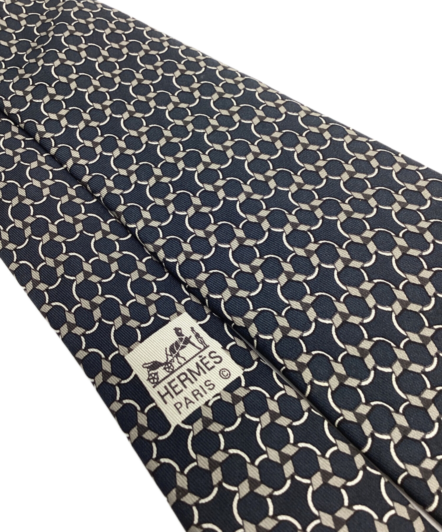 HERMES エルメス ネクタイ - グレーx黄x白等(総柄) 【古着】【中古】 中古・古着通販】HERMES (エルメス) HERMES ネクタイ ブラック×グレー