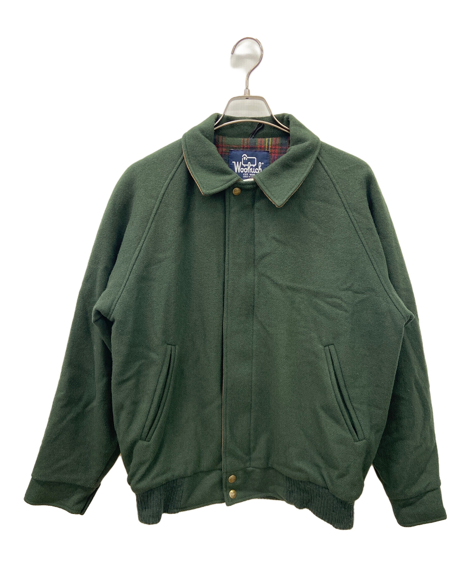 せ*。様 WOOLRICH ウールリッチ アメリカ製 スタジアムジャンバー 中古・古着通販】WOOLRICH (ウールリッチ) スタジャン グリーン サイズ