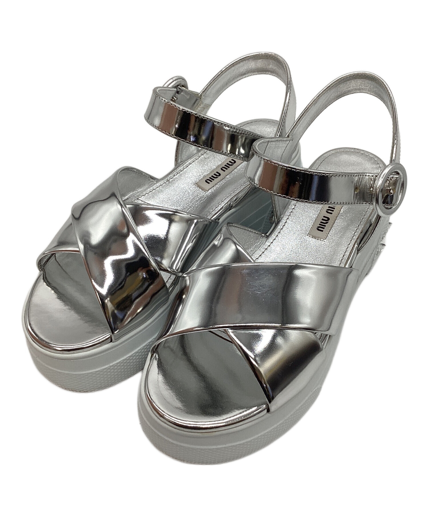 中古・古着通販】MIU MIU (ミュウミュウ) White Patent Leather Ankle