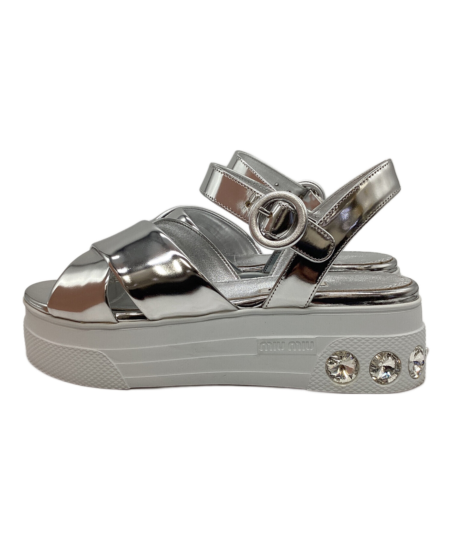 ミュウミュウ 中古・古着通販】MIU MIU (ミュウミュウ) White Patent Leather Ankle