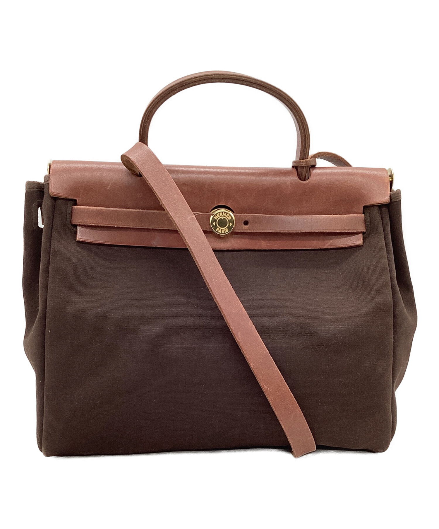 中古・古着通販】HERMES (エルメス) 2WAYバッグ ブラウン×ホワイト 