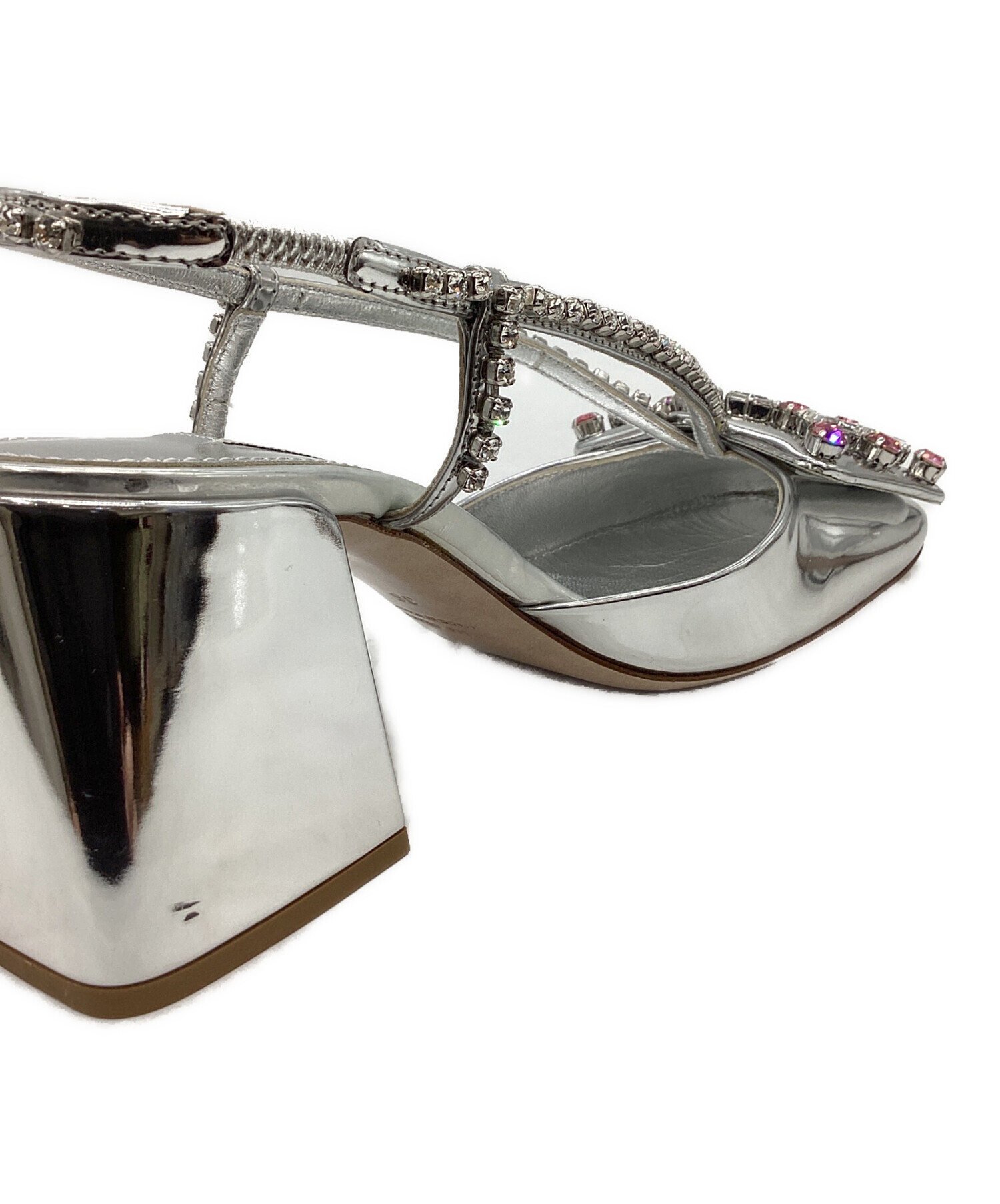 ⭐︎美品　miu miu シルバー ストラップ付き サンダル 中古・古着通販】MIU MIU (ミュウミュウ) MIU MIU ビジューサンダル