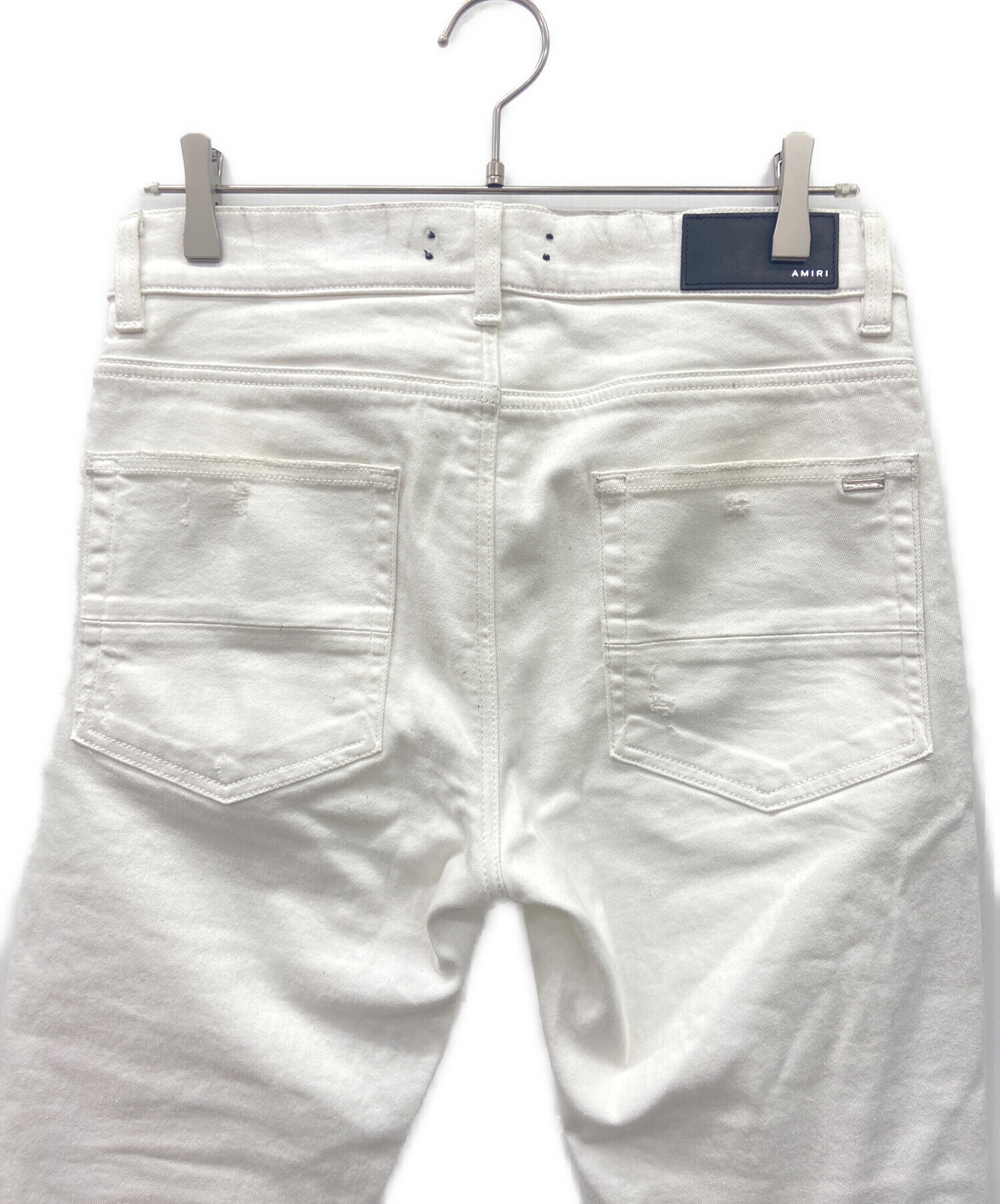 AMIRI ダメージ加工 スキニーデニム ホワイト 31 中古・古着通販】AMIRI (アミリ) MX1バンダナダメージ加工スキニー