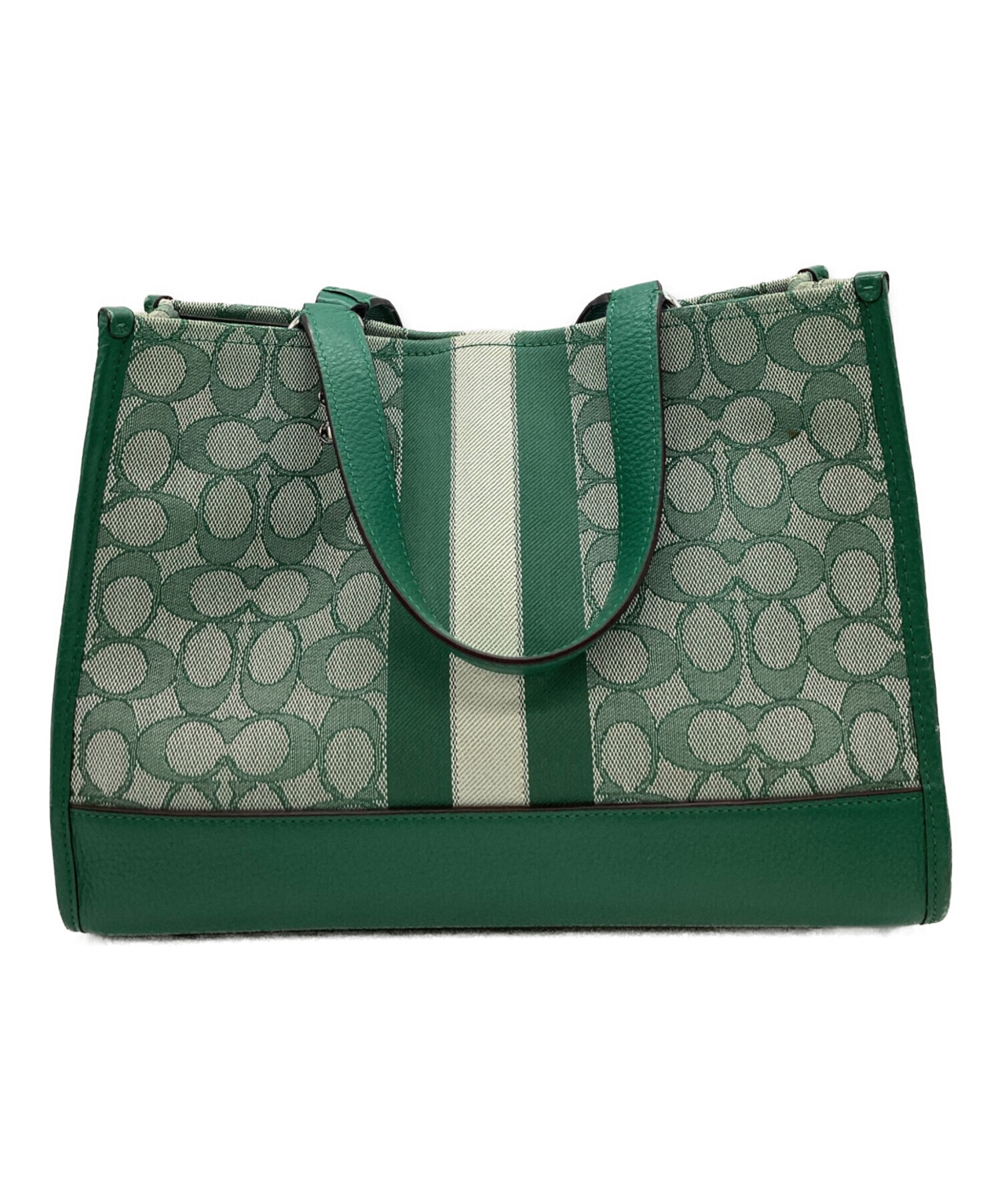 美品 COACH グリーン 2WAY ハンドバッグ 中古・古着通販】COACH (コーチ) COACH 2WAYバッグ グリーン｜ブランド