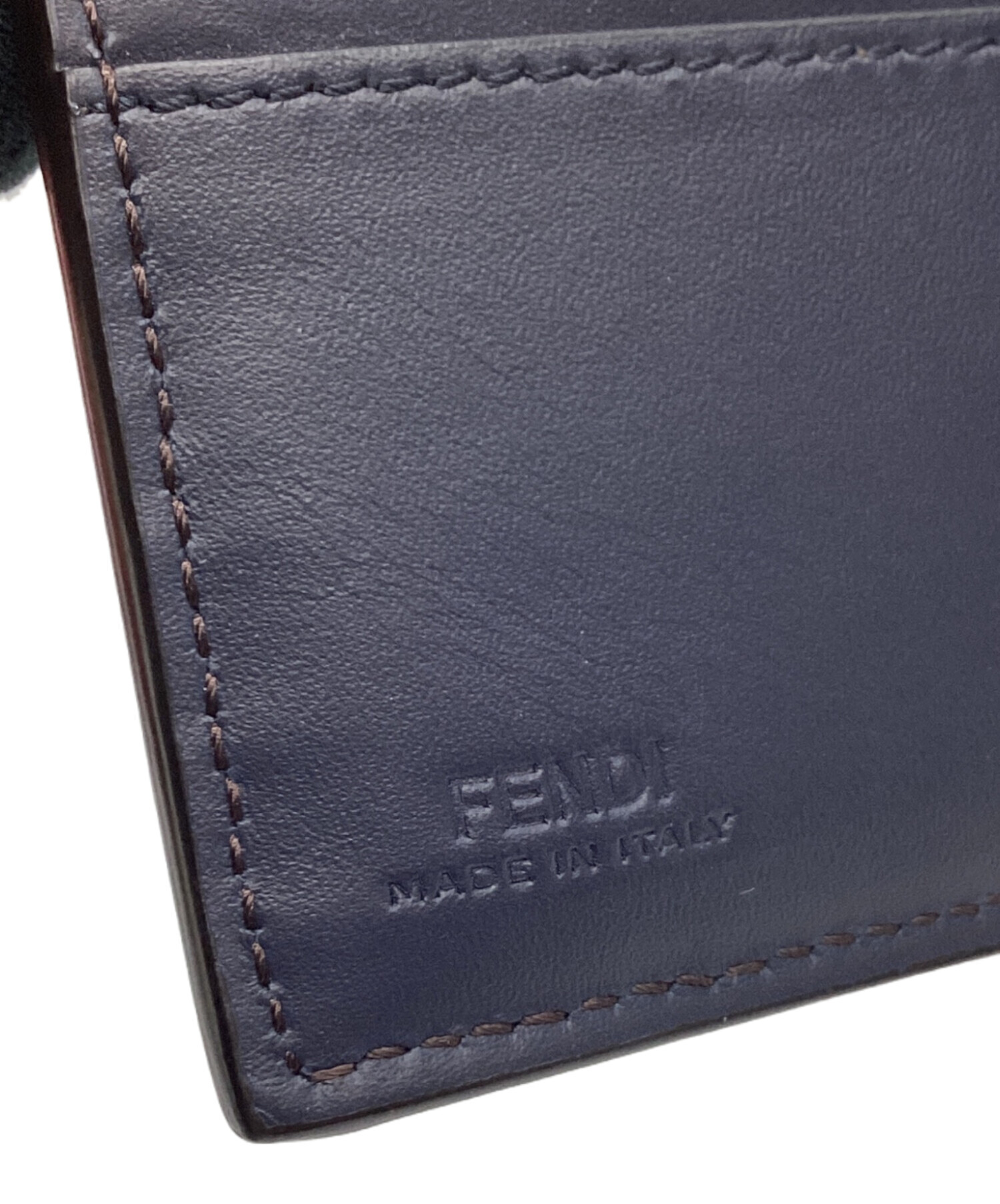 FENDI 二つ折り財布 ネイビー 中古・古着通販】FENDI (フェンディ) FENDI FFスクエア 2つ折り財布