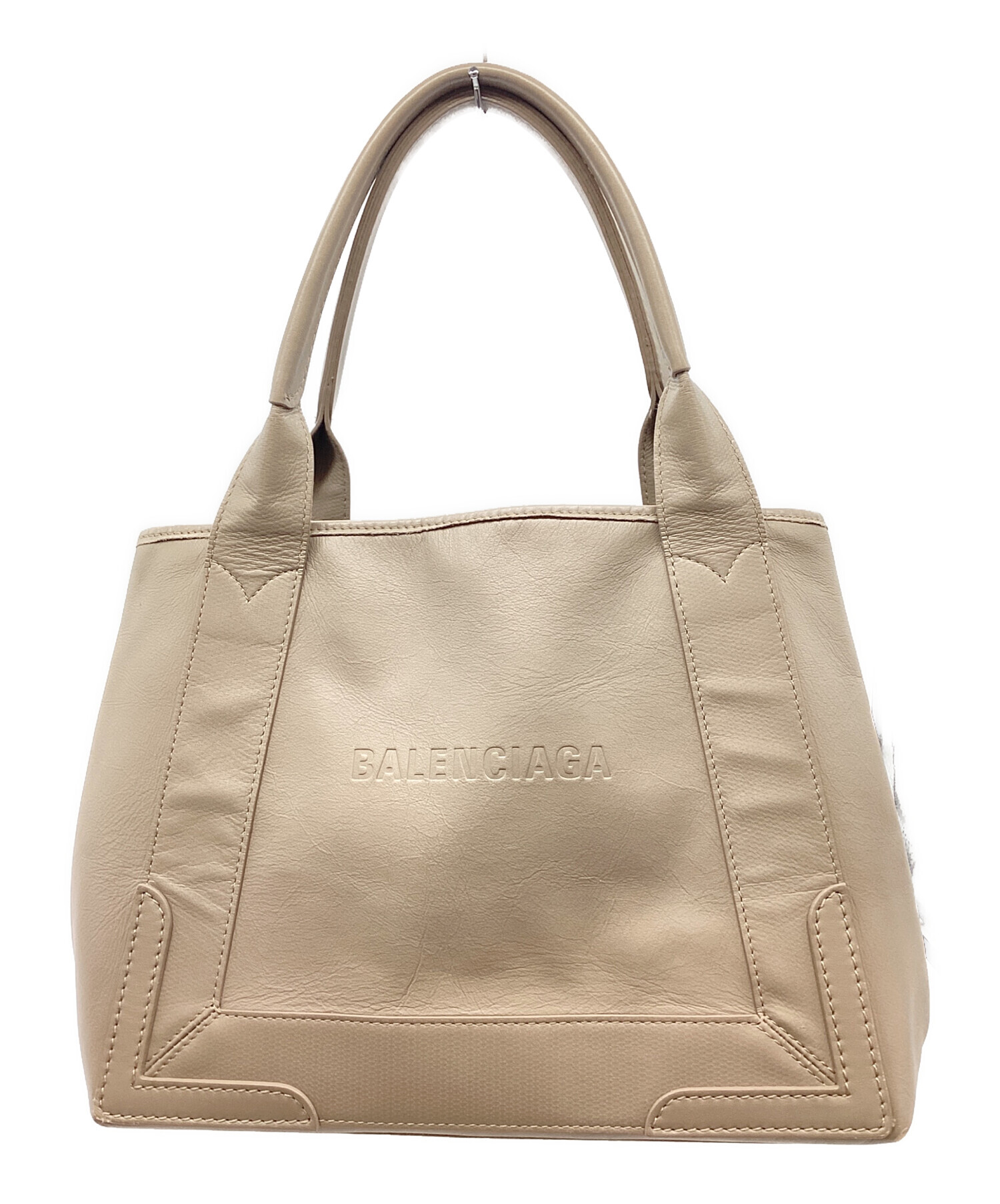 BALENCIAGA ハンドバッグ ベージュ/グレー 中古・古着通販】BALENCIAGA (バレンシアガ) BALENCIAGA NAVY CABAS S