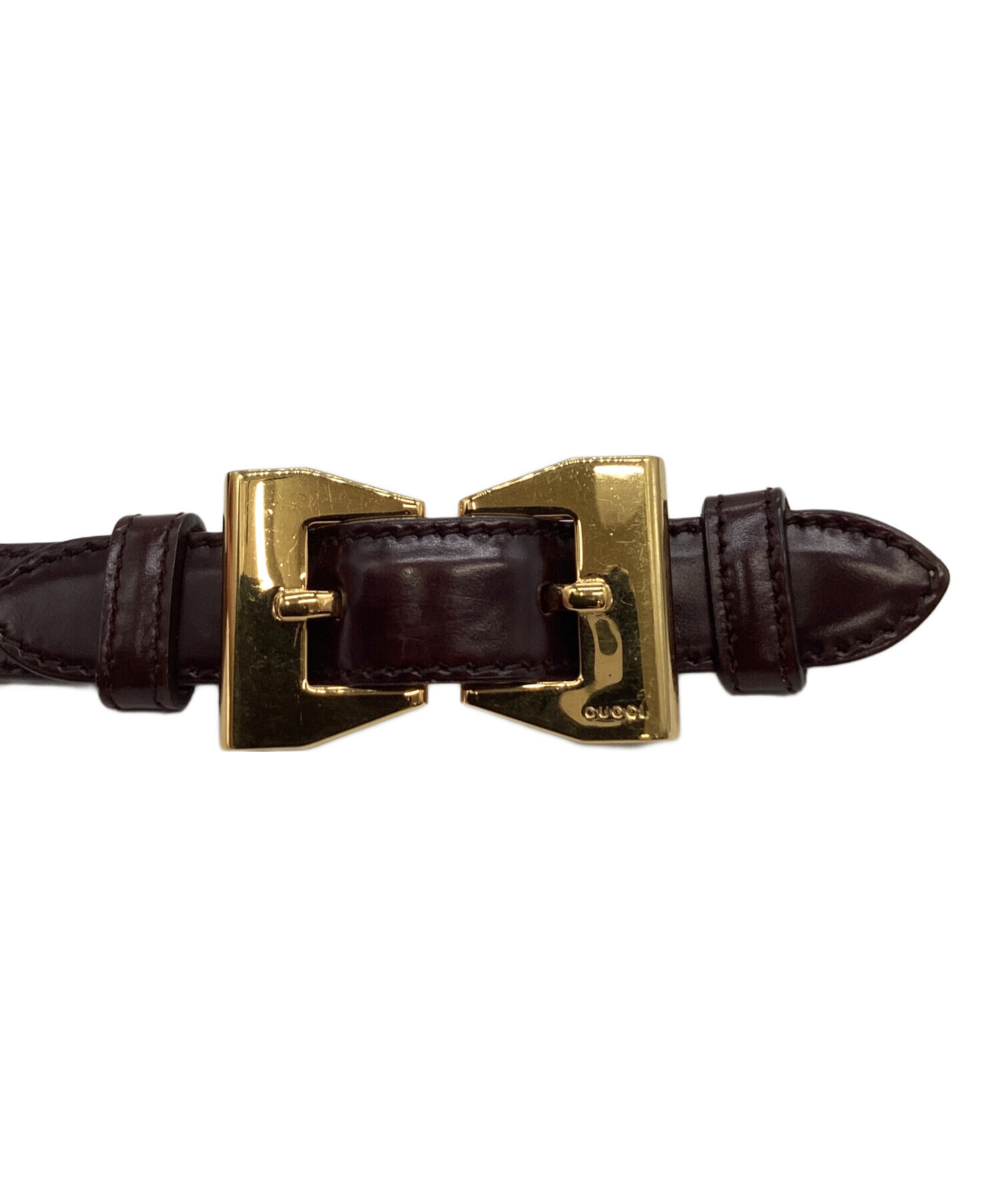 GUCCI グッチ レザーベルト ダークブラウン ゴールド金具 新品 中古・古着通販】GUCCI (グッチ) GUCCI レザーベルト ブラウン