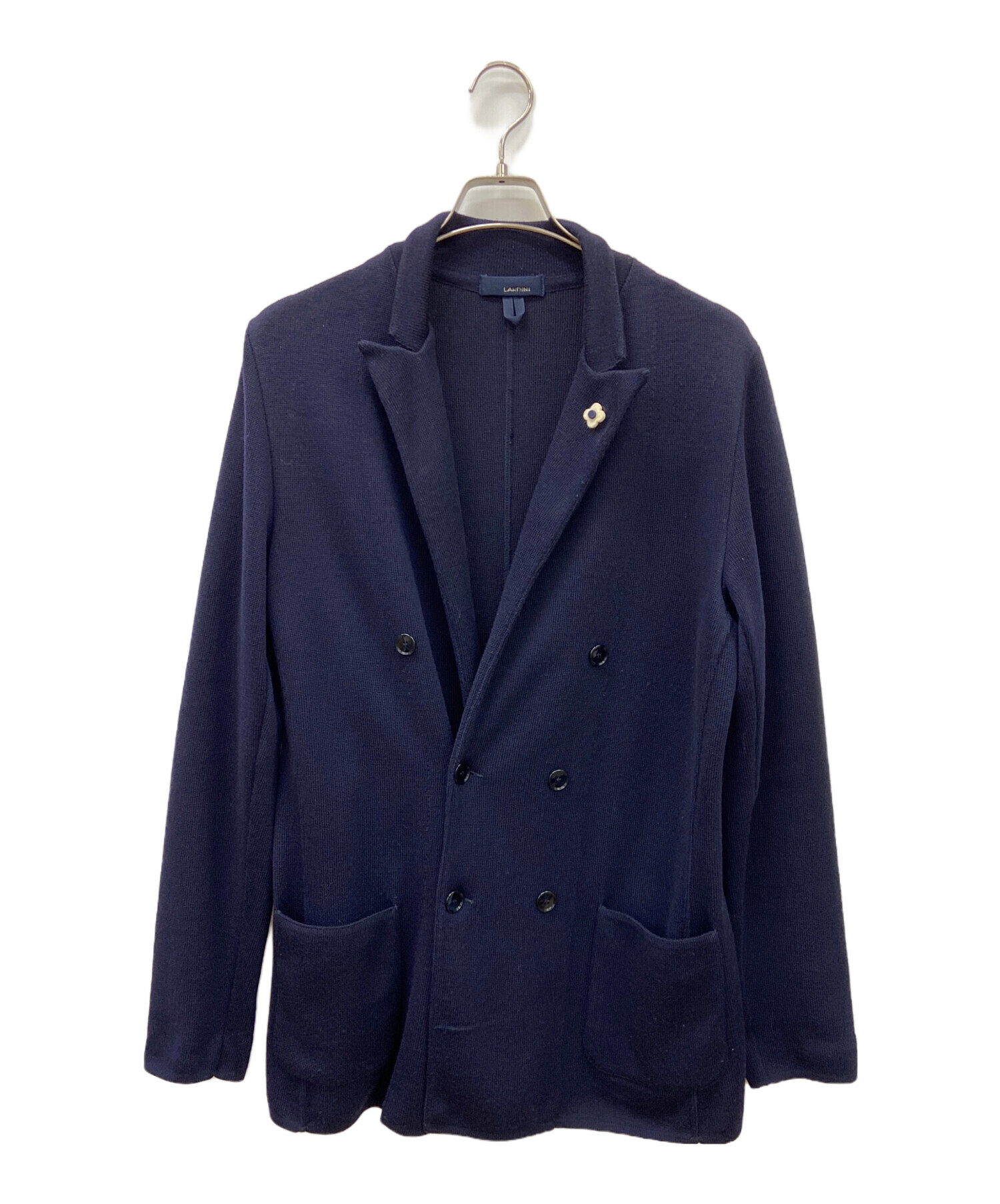LARDINI ラルディーニ　ニットジャケット ストライプ ダブル　ネイビー　M LARDINI ラルディーニ ニットジャケット ストライプ ダブル ネイビー M