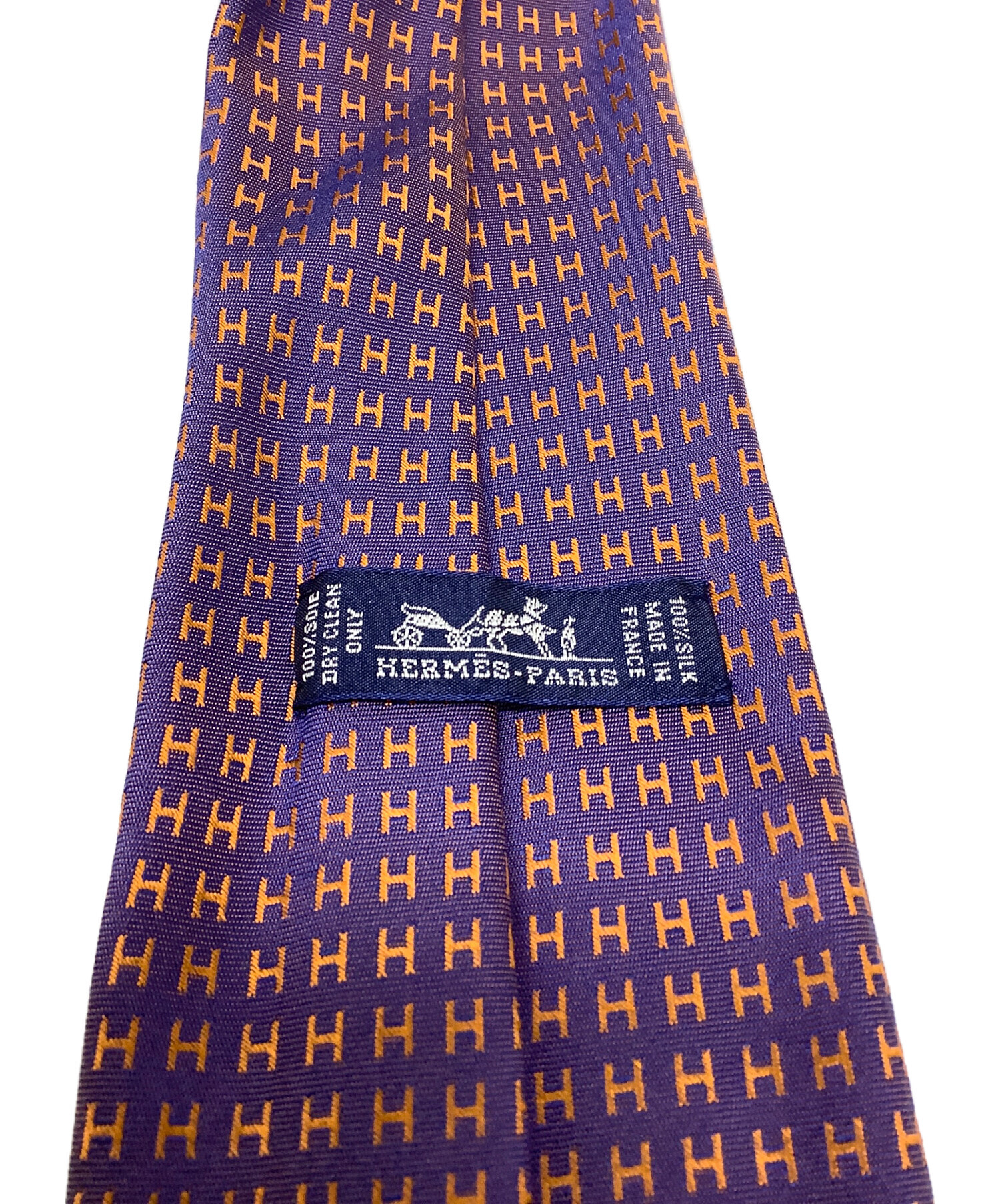 中古・古着通販】HERMES (エルメス) ネクタイ パープル×オレンジ 中古・古着通販】HERMES (エルメス) ネクタイ パープル×オレンジ