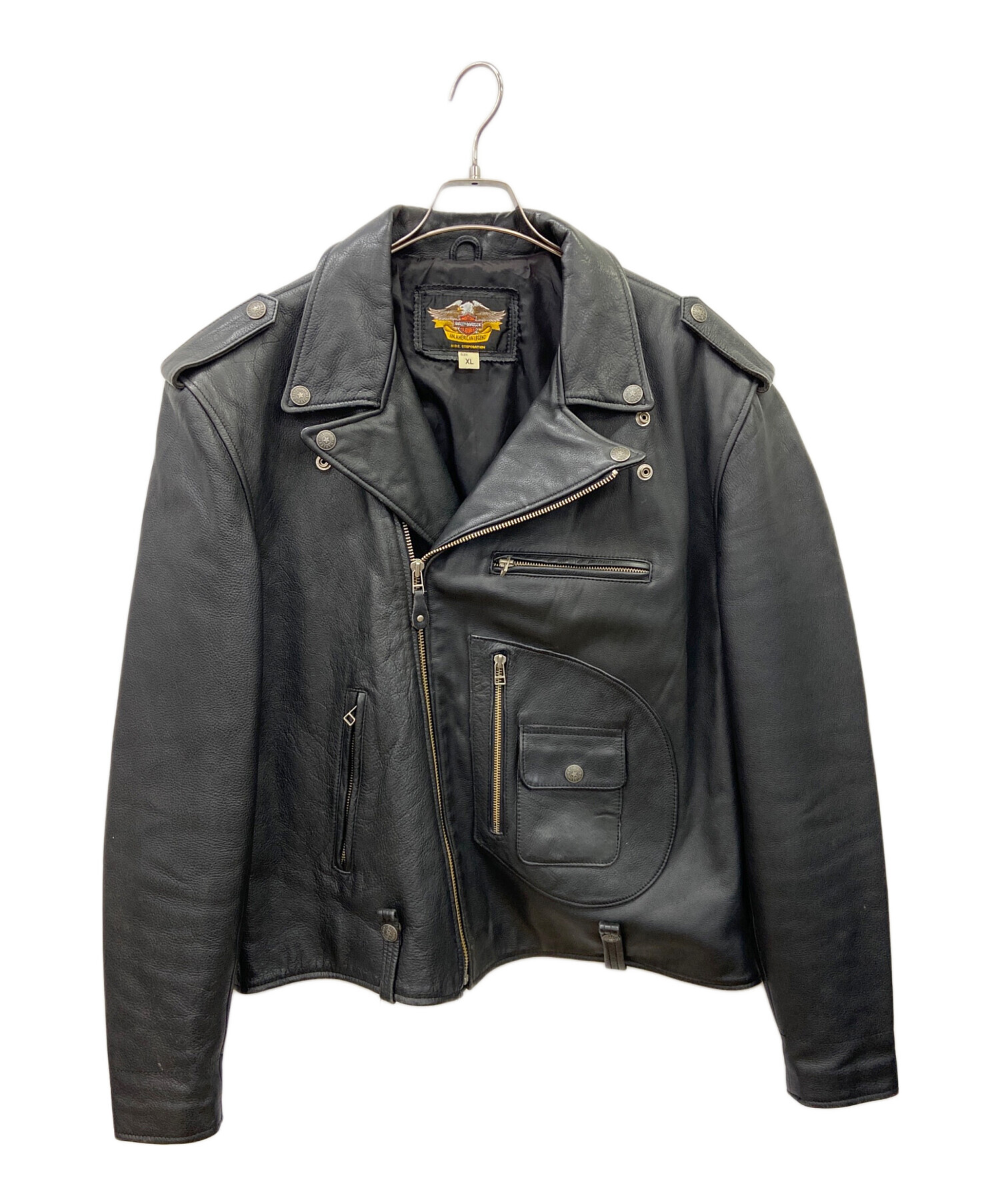 HARLEY-DAVIDSON ジャケット ブラック 中古・古着通販】HARLEY-DAVIDSON (ハーレーダビッドソン) ダブル