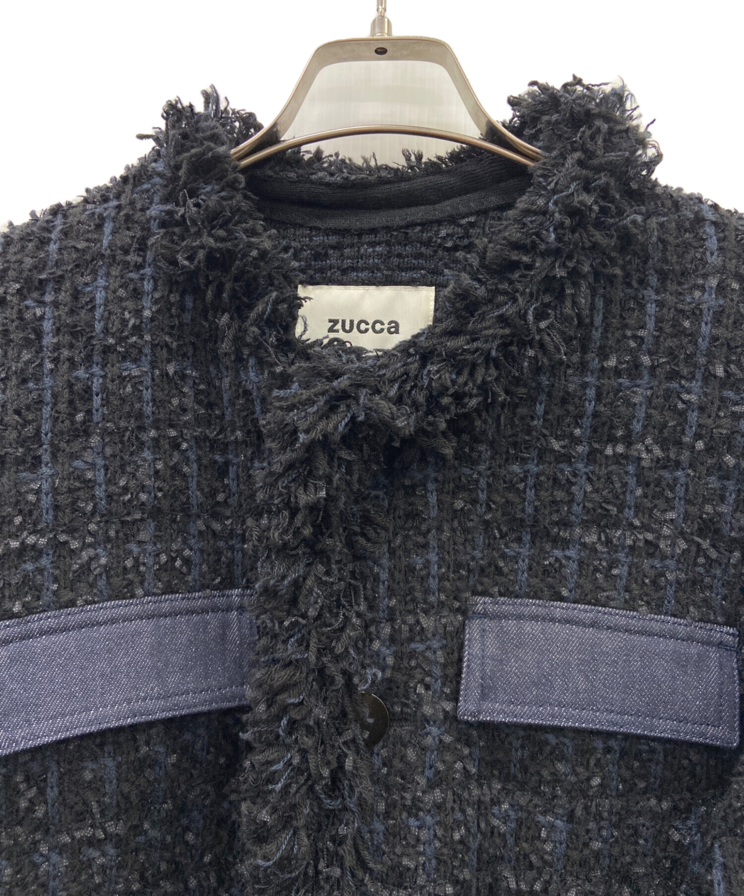 中古・古着通販】ZUCCA (ズッカ) ZUCCA ノーカラージャケット ブラック