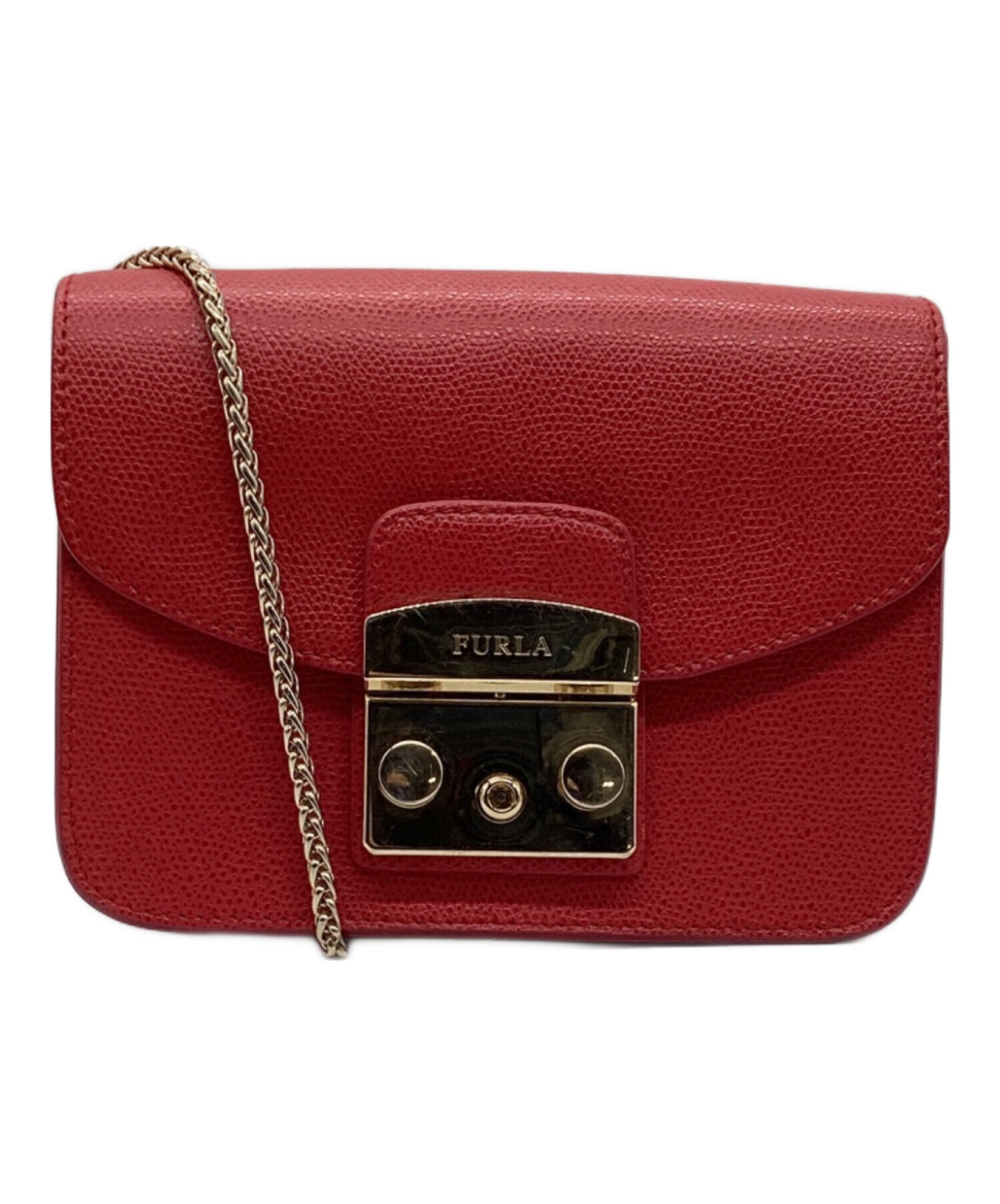 中古・古着通販】FURLA (フルラ) ミニチェーンショルダーバッグ レッド
