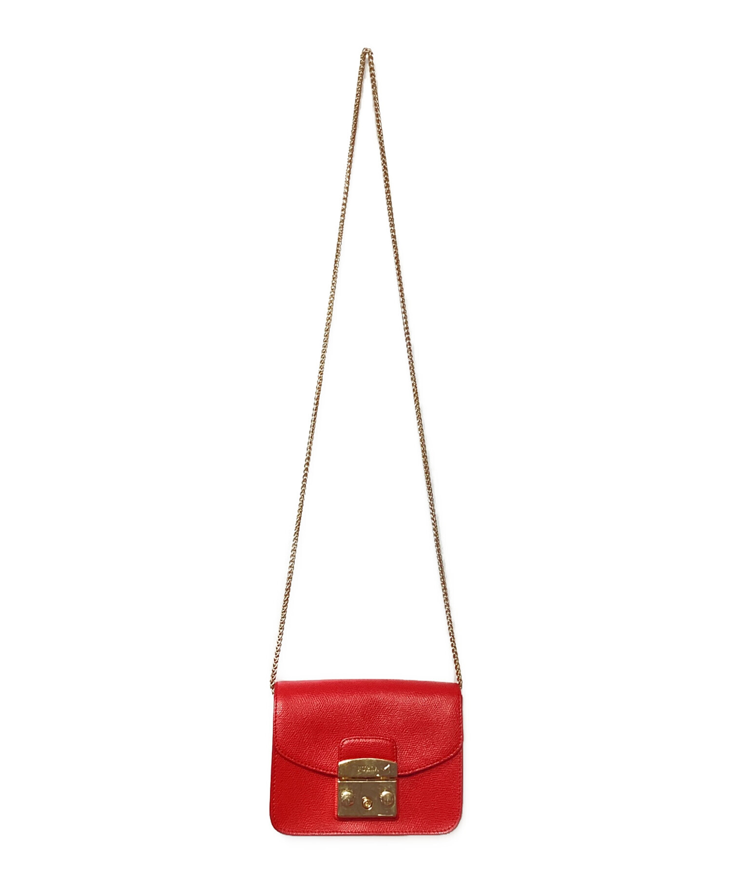 中古・古着通販】FURLA (フルラ) ミニチェーンショルダーバッグ レッド
