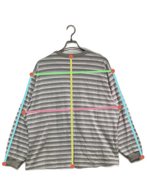 中古・古着通販】POLYPLOID (ポリプロイド) ボーダーカットソー グレー