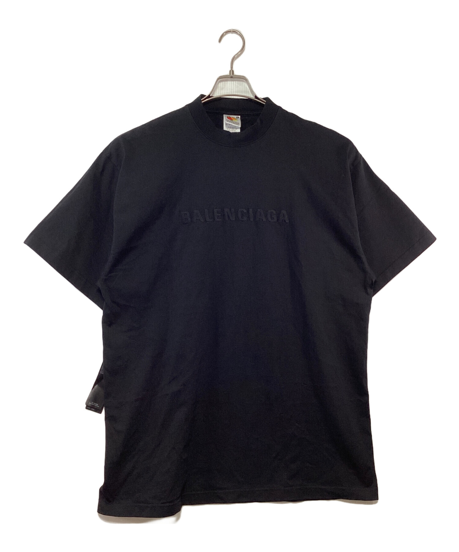 BALENCIAGA ブラック Tシャツ ロゴ刺繡 Tシャツ コットン ブラック バレンシアガ – RECLO