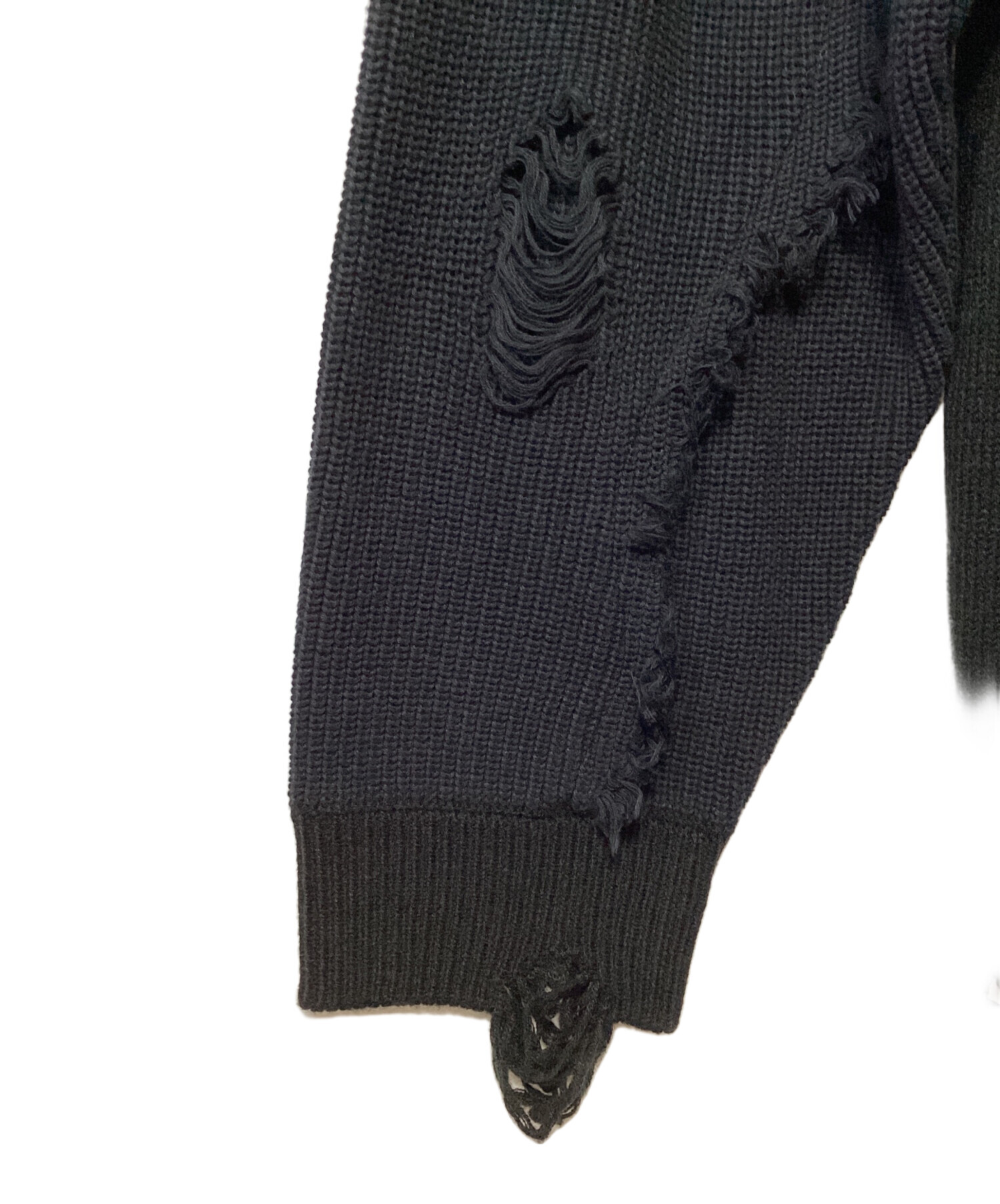 中古・古着通販】HIGH-GATE (ハイゲート) ダメージ加工ニット ブラック