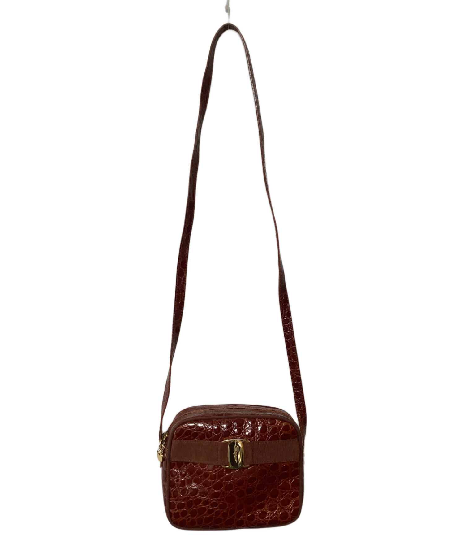[3393]　＊サルヴァトーレフェラガモ＊　ショルダーバック　赤　ポーチ 中古・古着通販】Salvatore Ferragamo (サルヴァトーレ フェラガモ