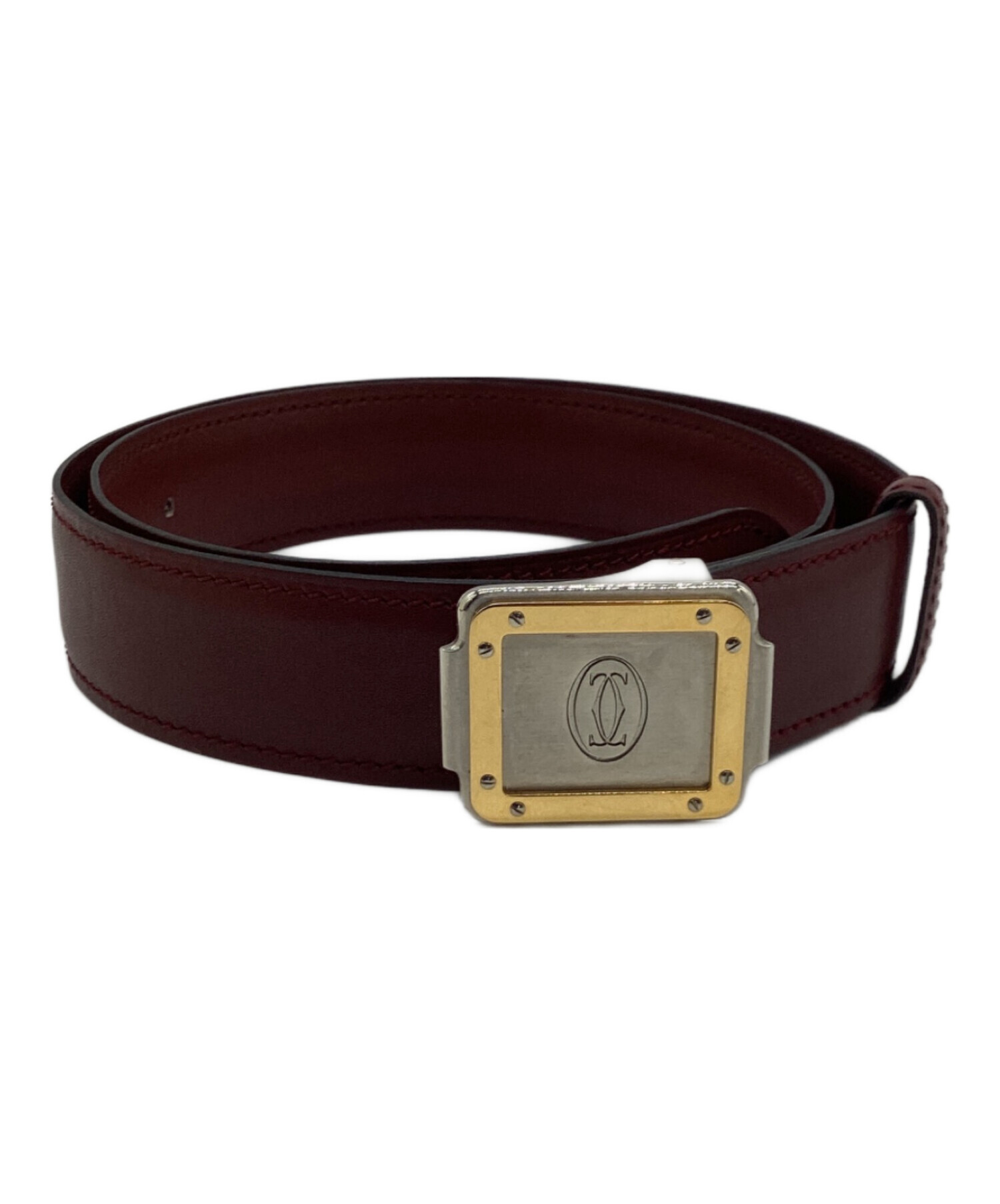 Cartier カルティエ ベルト ボルドー ゴールド金具 本革 オールド 中古・古着通販】Cartier (カルティエ) ベルト ボルドー｜ブランド