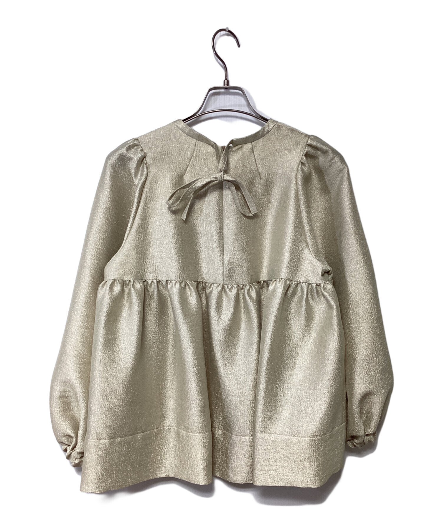 中古・古着通販】YORI (ヨリ) シャイニーパフブラウス ベージュ サイズ