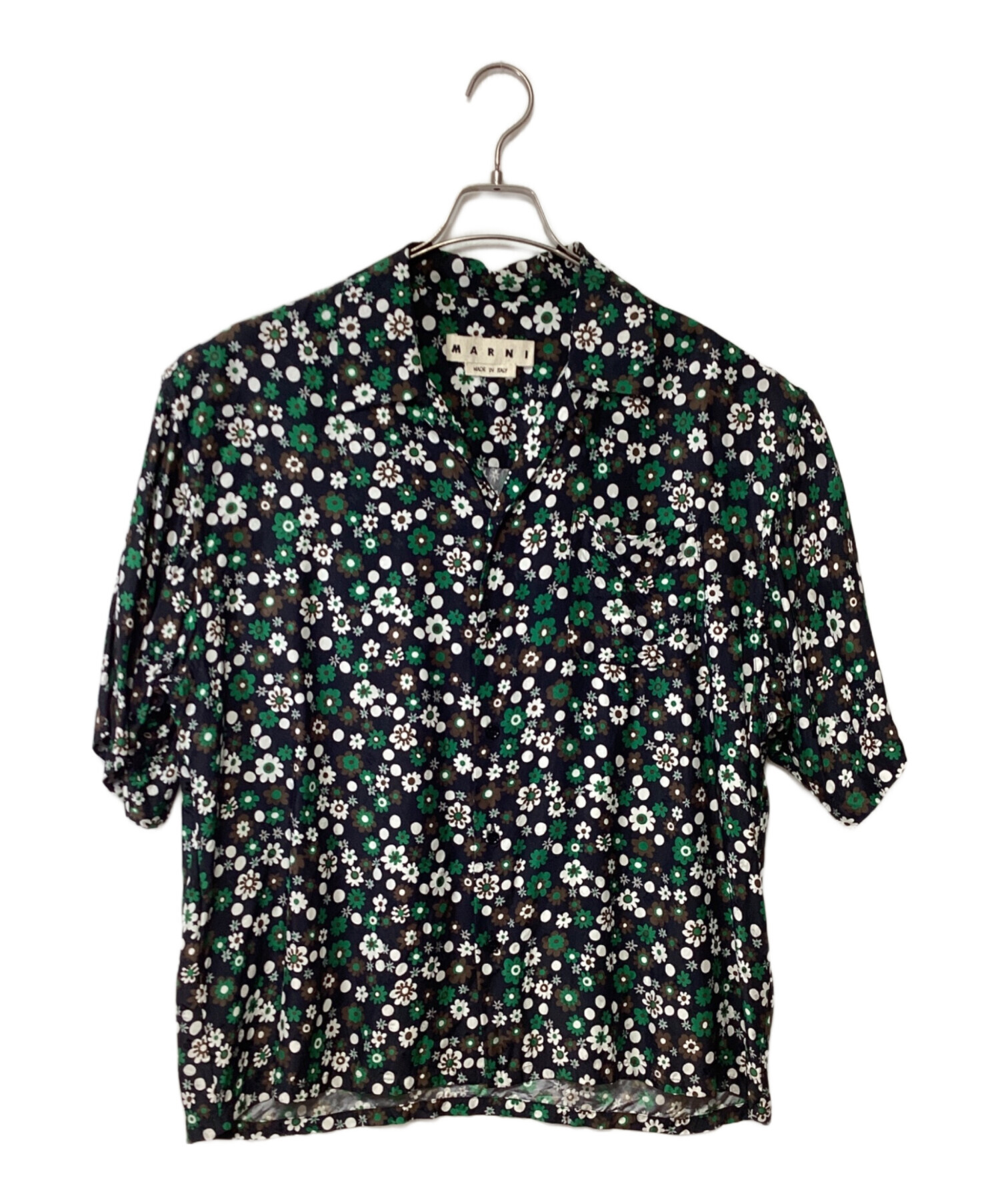 中古・古着通販】MARNI (マルニ) 半袖シャツ ブラック×グリーン サイズ 