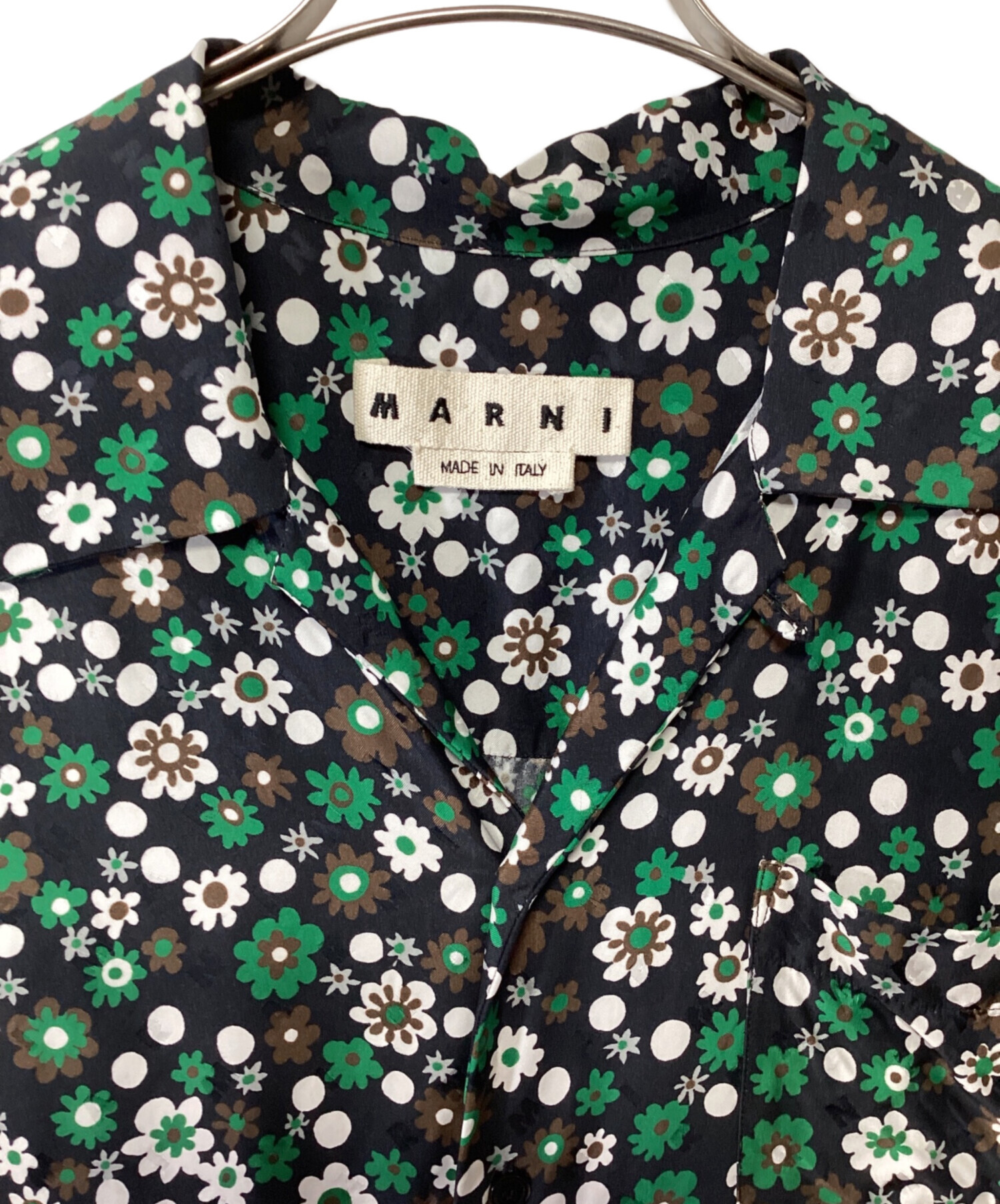 中古・古着通販】MARNI (マルニ) 半袖シャツ ブラック×グリーン サイズ 