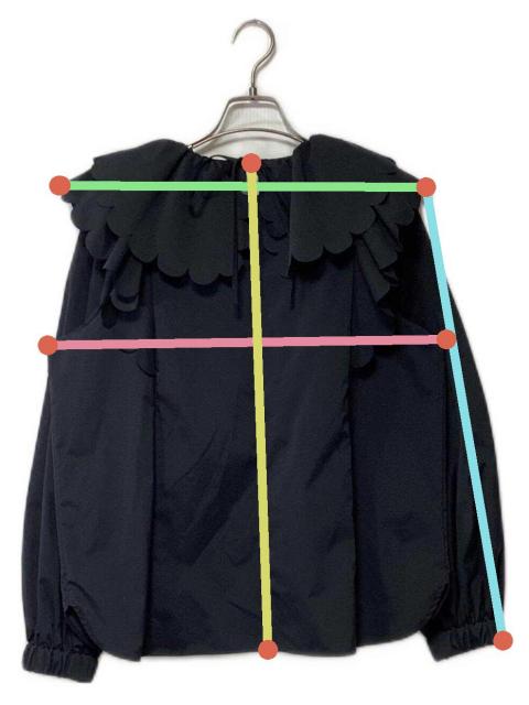 中古・古着通販】YORI (ヨリ) たっぷりスカラップブラウス ブラック