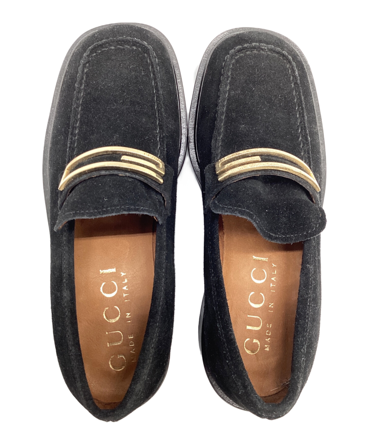 中古・古着通販】GUCCI (グッチ) スウェードローファー ブラック