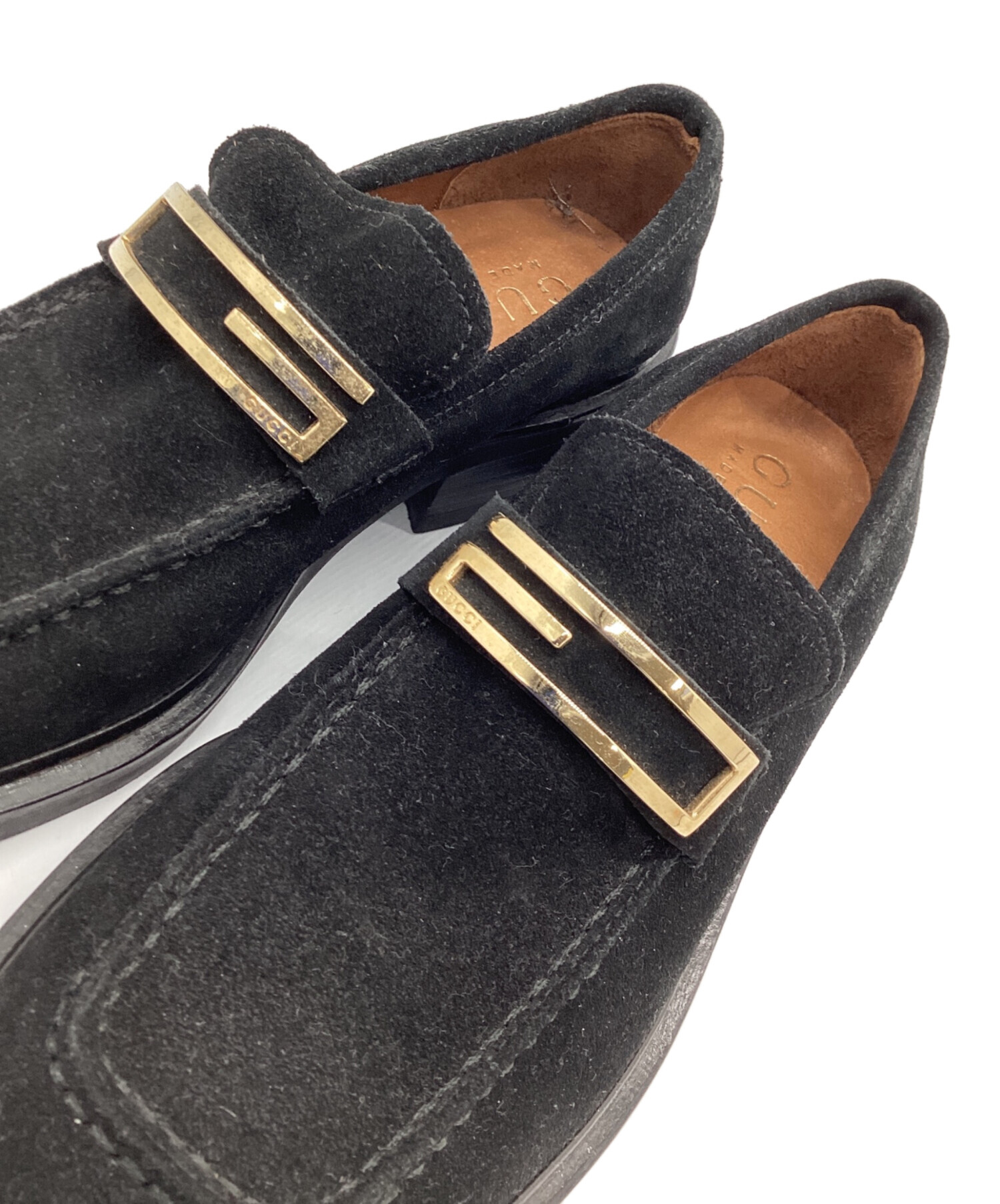 中古・古着通販】GUCCI (グッチ) スウェードローファー ブラック