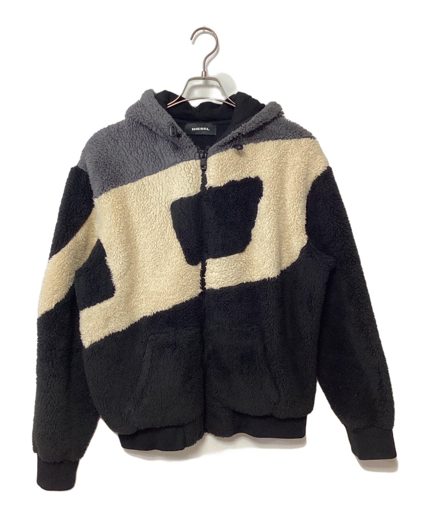 DIESEL ディーゼル ボアジャケット アウター 中古・古着通販】DIESEL (ディーゼル) ボアジャケット ブラック×グレー