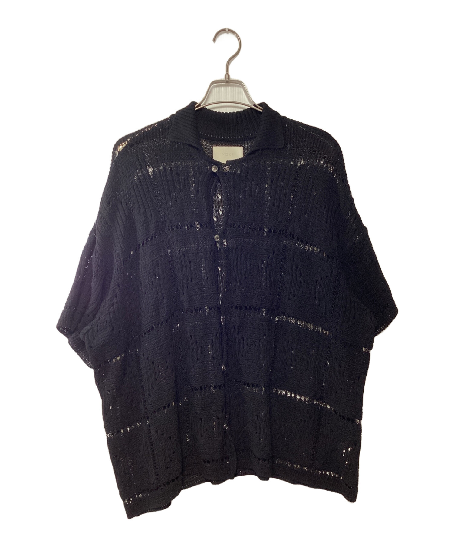 中古・古着通販】YOKE (ヨーク) クロシェットニットシャツ ブラック 