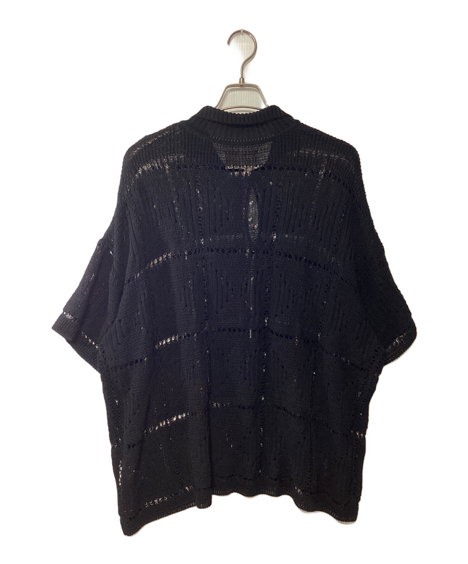 中古・古着通販】YOKE (ヨーク) クロシェットニットシャツ ブラック