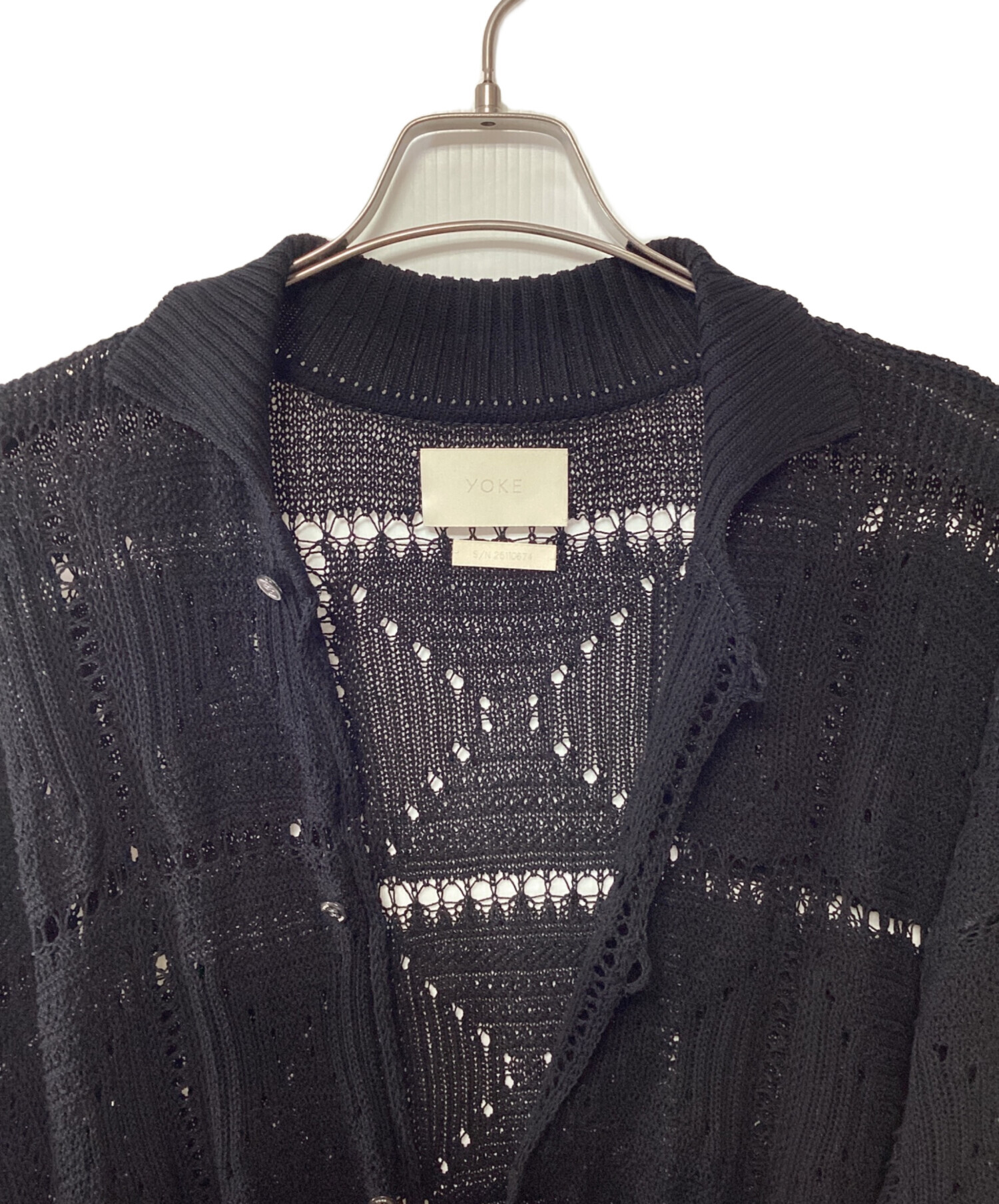 中古・古着通販】YOKE (ヨーク) クロシェットニットシャツ ブラック