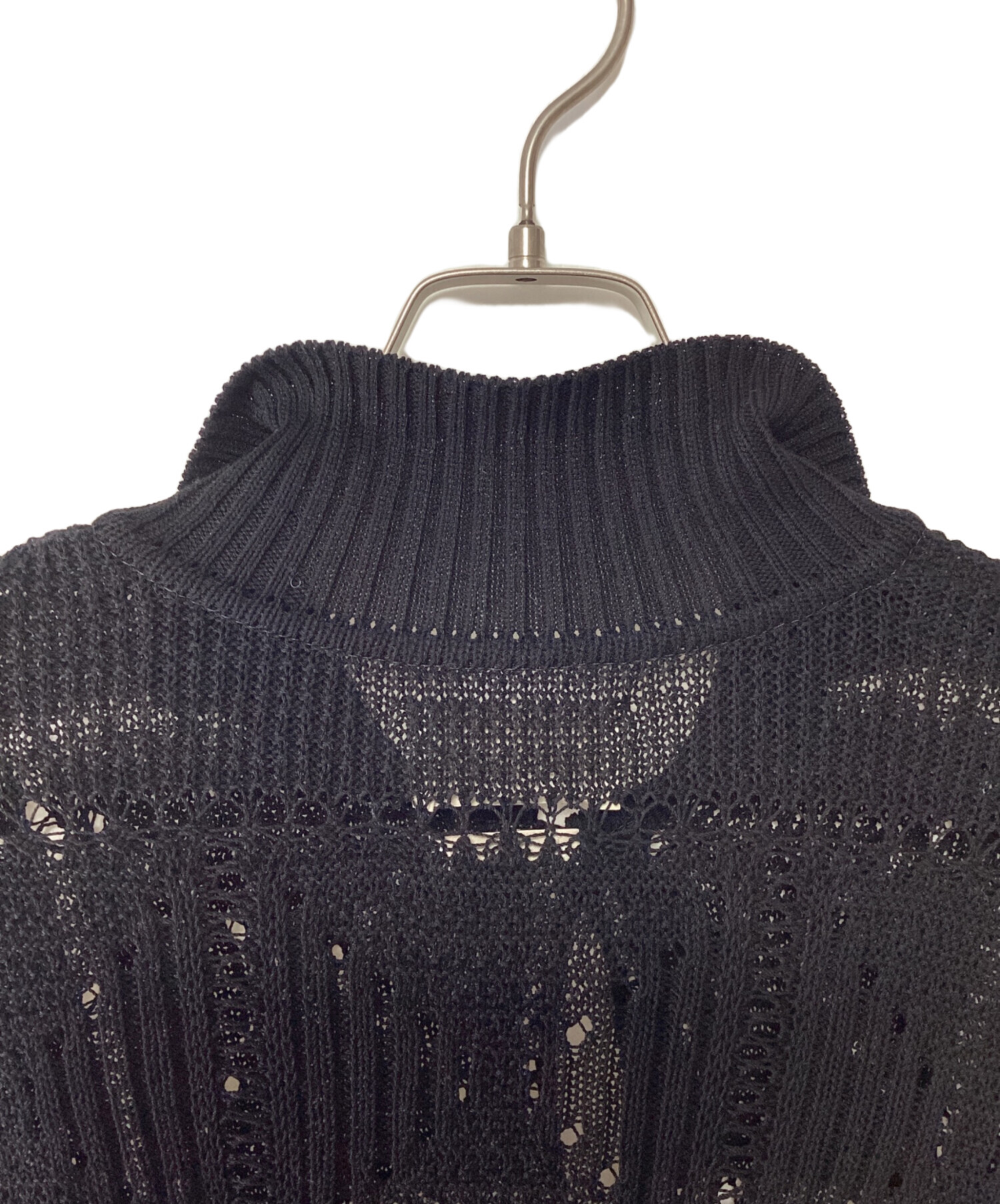中古・古着通販】YOKE (ヨーク) クロシェットニットシャツ ブラック