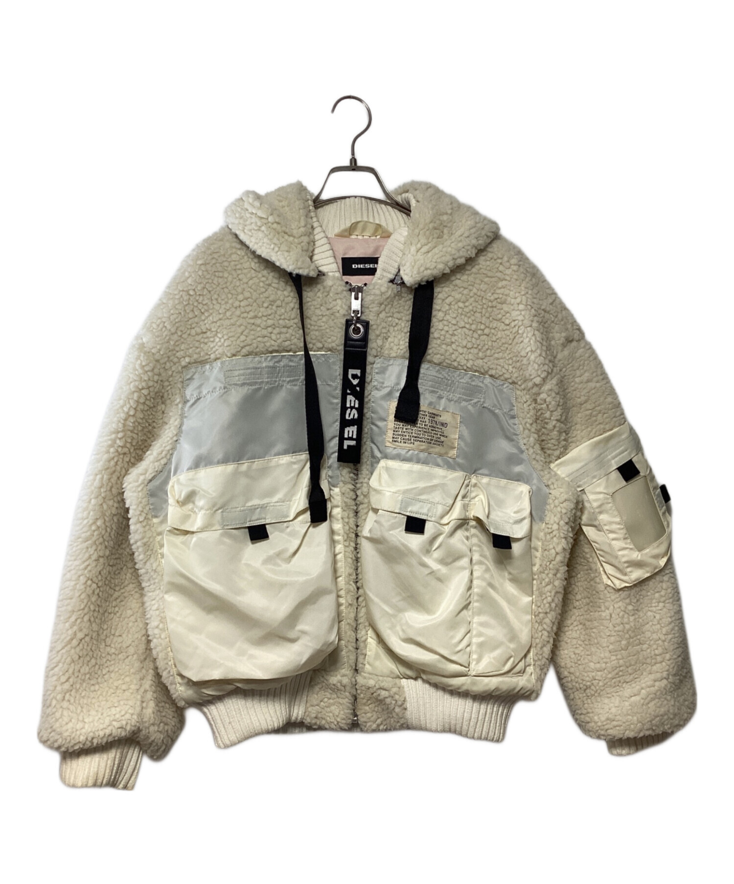 中古・古着通販】DIESEL (ディーゼル) 中綿ボアジャケット ホワイト 