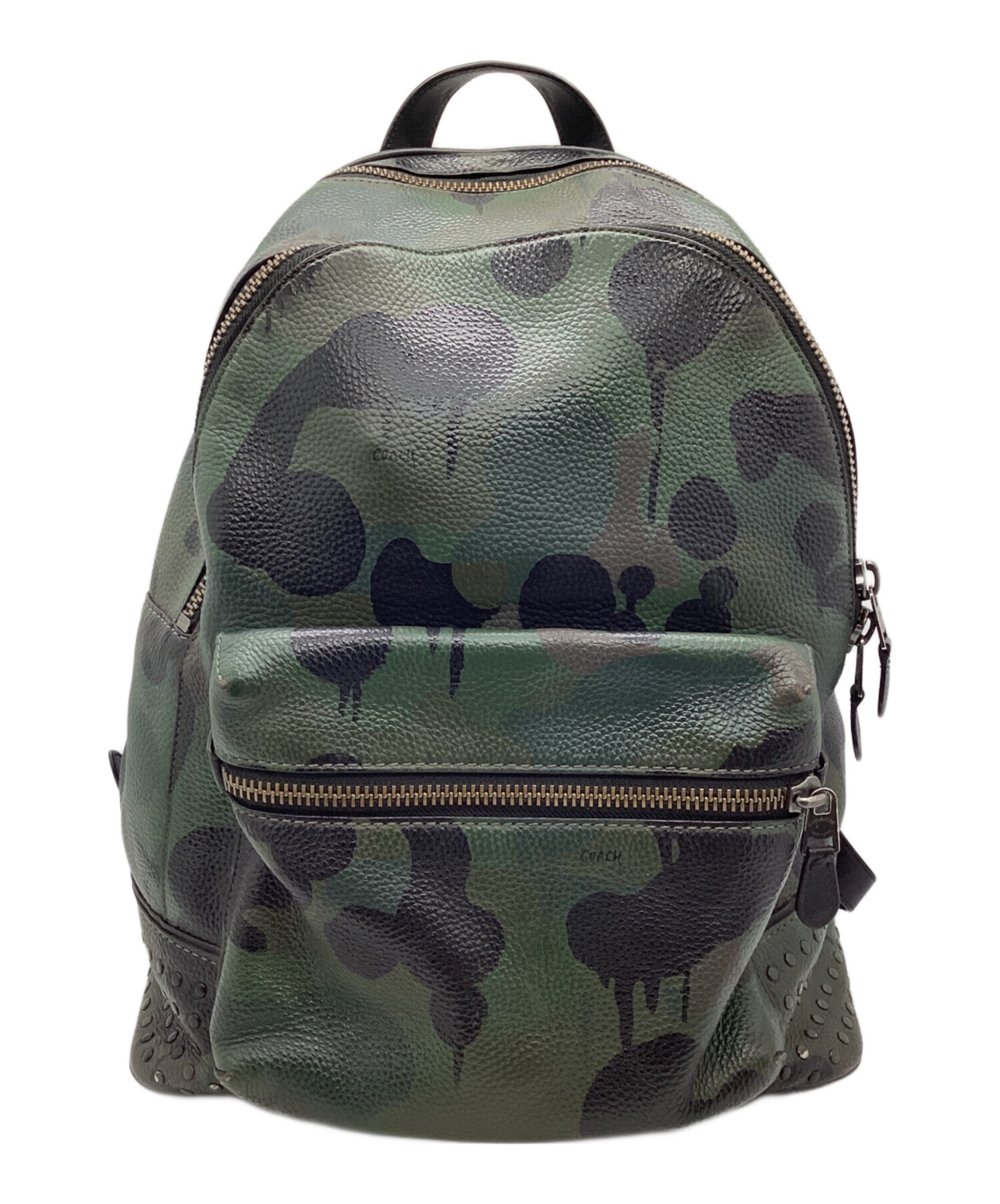 中古・古着通販】COACH (コーチ) バックパック グリーン×ブラック 