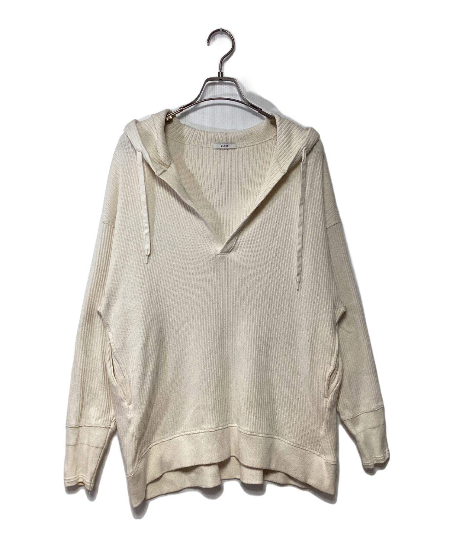 美品 CLANE クラネ ヘビー リブ フーディ 13105-1172 サイズ1 ブラック レディース 古着 中古 USED 中古・古着通販】CLANE (クラネ) ヘビー リブフーディ アイボリー