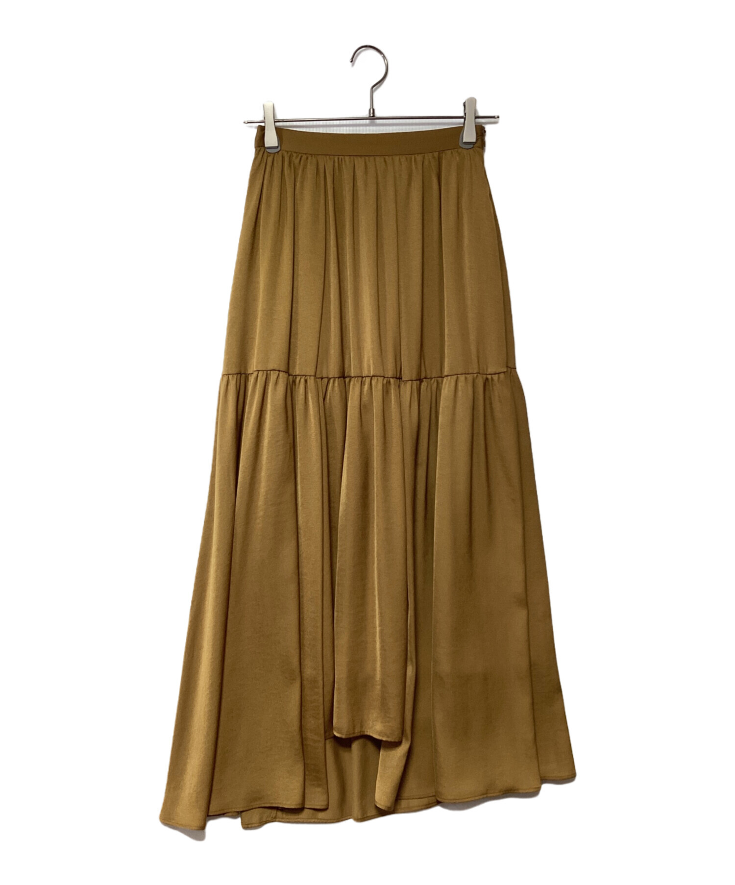 CLANE、ロングスカート、イエロー、ベージュ 中古・古着通販】CLANE (クラネ) ティアードバックロングスカート