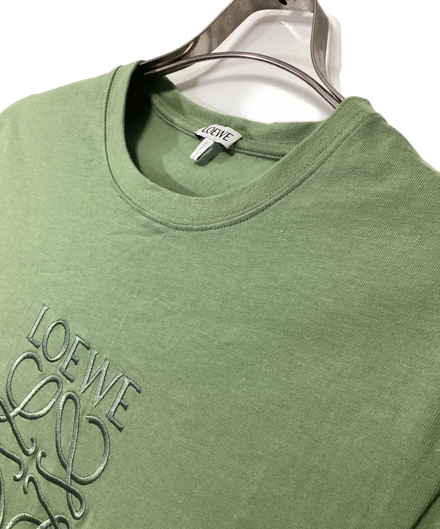中古・古着通販】LOEWE (ロエベ) アナグラム刺繍Tシャツ グリーン